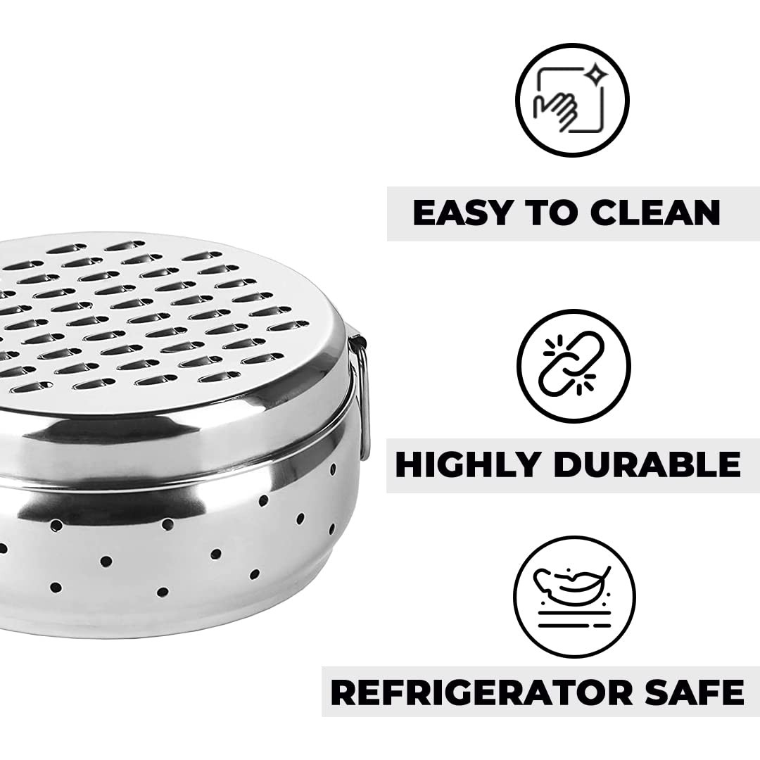 Kuber Industries Stainless Steel Grater with Storage|Stainless Steel, Multifunctional Use & Refrigerator Safe|Light Weight & Durable|Cheese,Carrot & Coconut Grater Lid with Ventilated Box