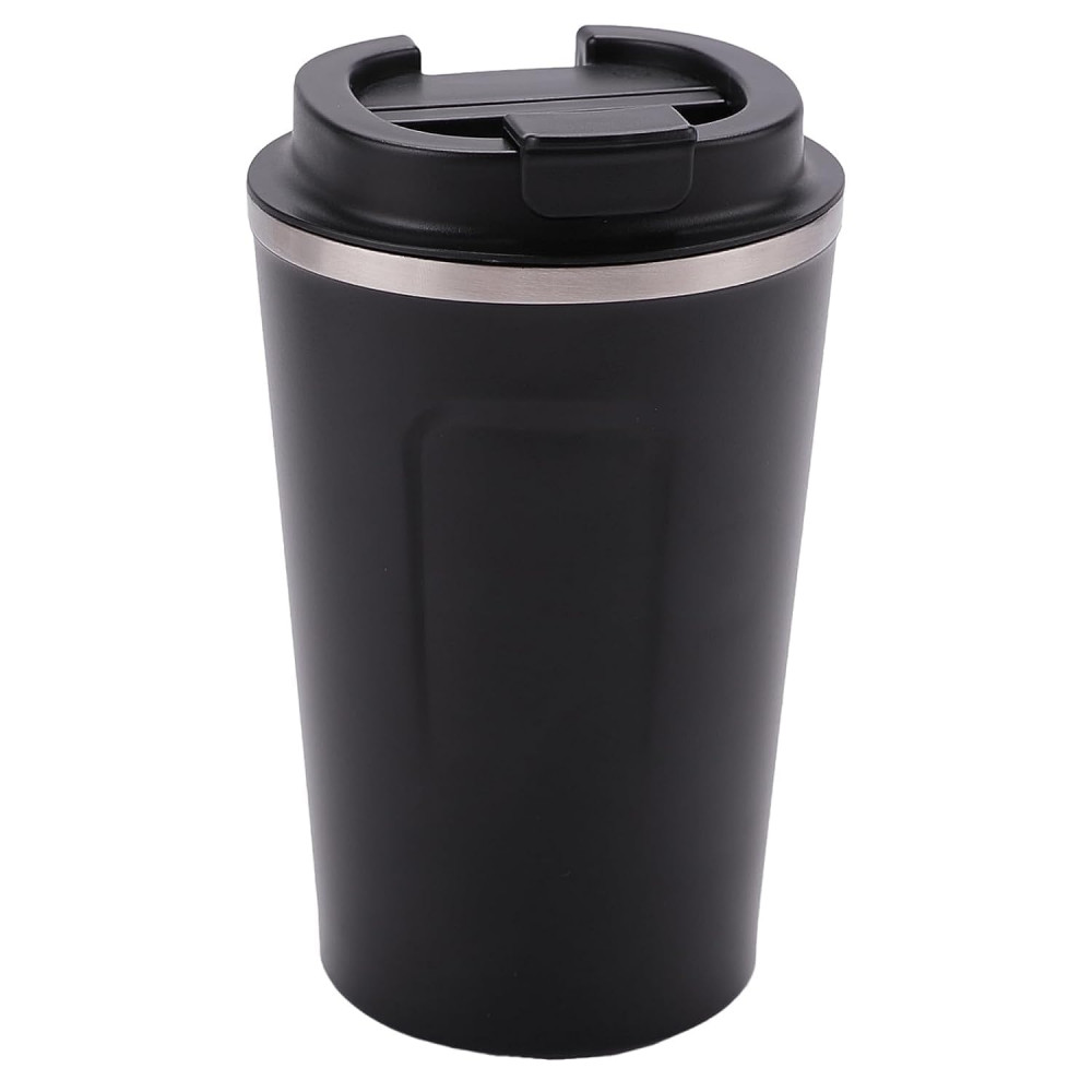 Kuber Industries Stainless Steel Insulated Coffee Cup With Sipper Mouth|Travel Coffee Mug &quot;380 ML&quot;|Black|