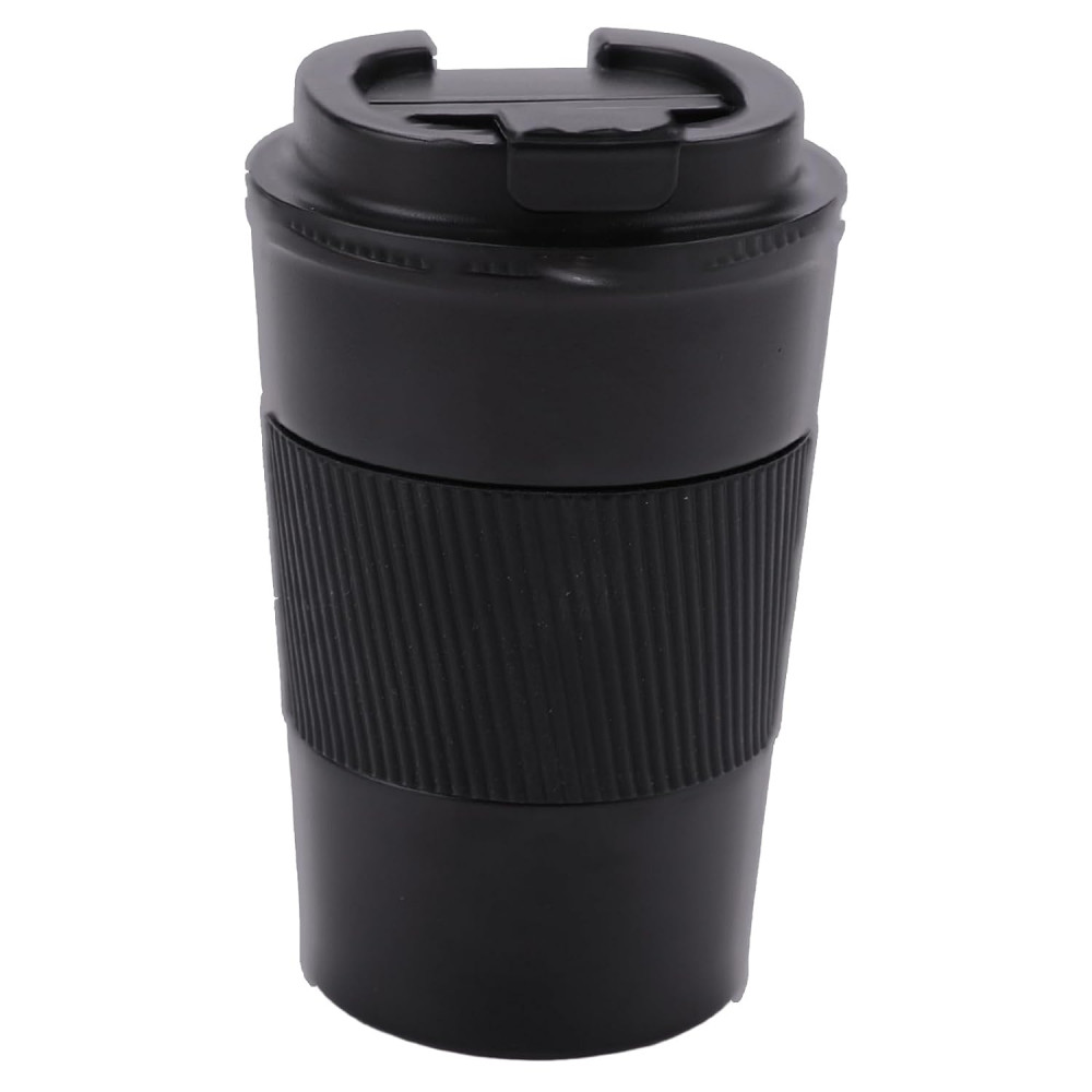 Kuber Industries Stainless Steel Insulated Coffee Cup With Sipper Mouth|Travel Coffee Mug &quot;380 ML&quot;|Black|