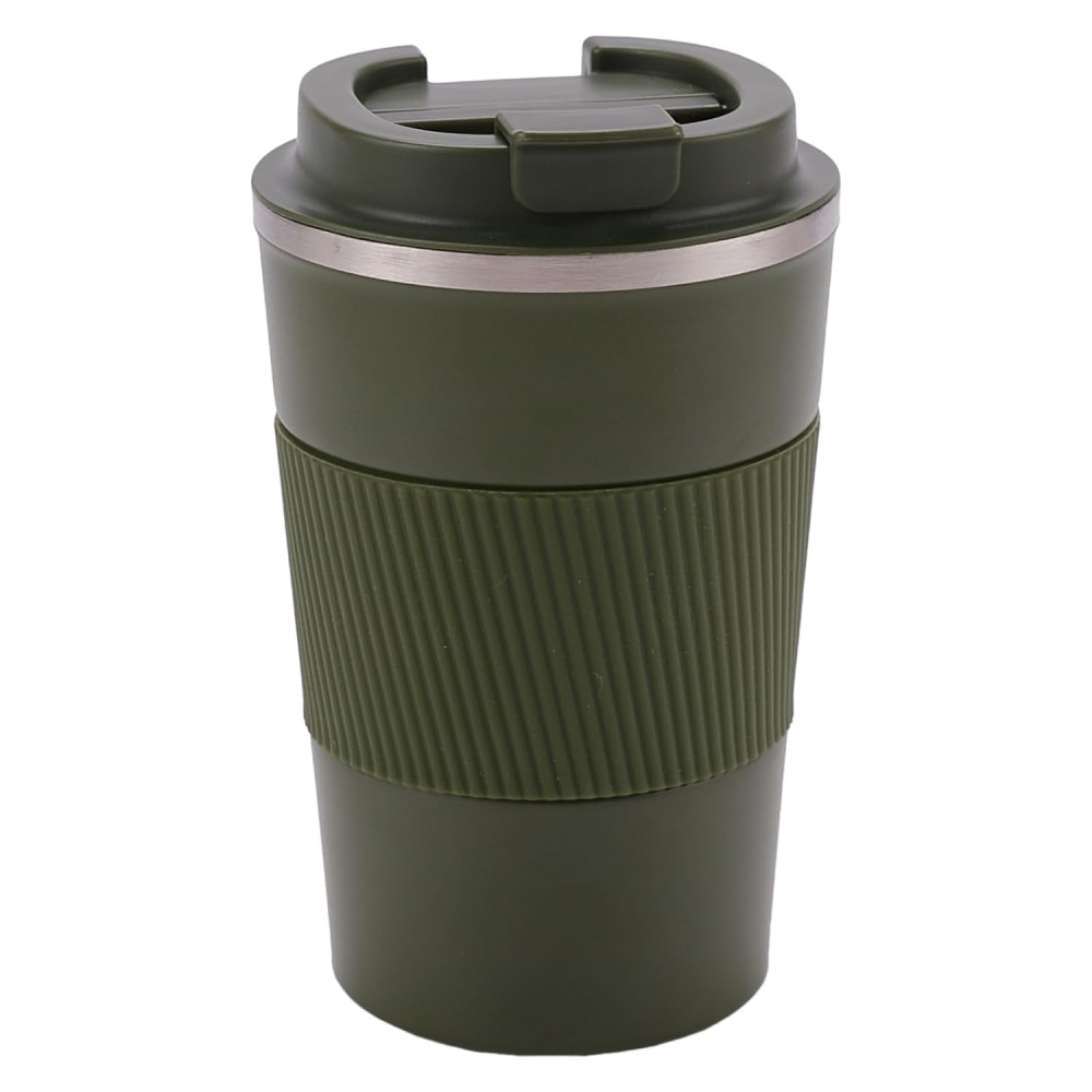 Kuber Industries Stainless Steel Insulated Coffee Mug With Sleeve|Travel Coffee Mug &quot;380 ML&quot;|Green|