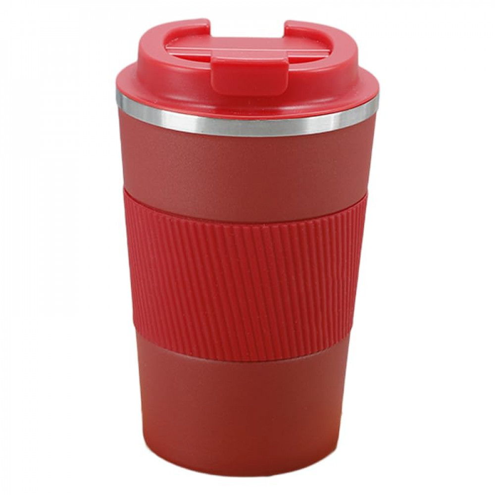Kuber Industries Stainless Steel Insulated Coffee Mug With Sleeve|Travel Coffee Mug &quot;380 ML&quot;|Red|