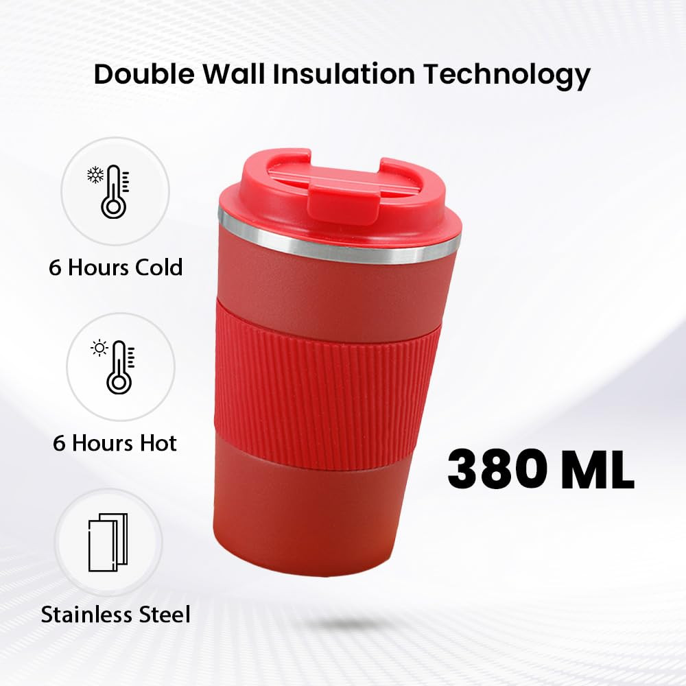 Kuber Industries Stainless Steel Insulated Coffee Mug With Sleeve|Travel Coffee Mug 