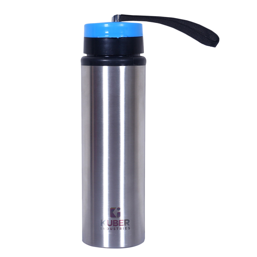 Kuber Industries Stainless Steel Water Bottle |Refrigerator Bottle For School Kids With Sipper Cap &amp; Handle 750 ML (Silver)