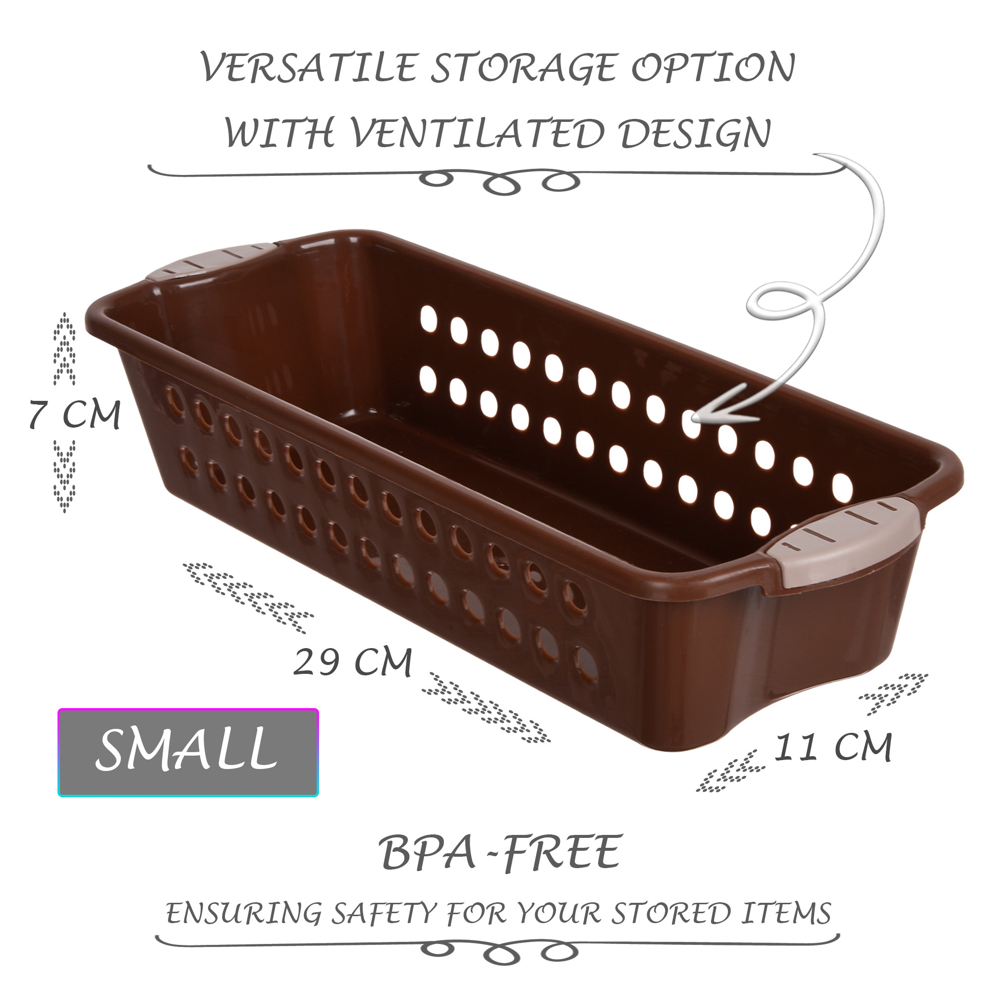 Kuber Industries Storage Basket | Storage Organizer for Kitchen-Refrigerator-Vegetables-Stationery | Multipurpose Cabinet Shelf Rack | Storage Box for Kitchen | JAWA-1 | Small | Brown
