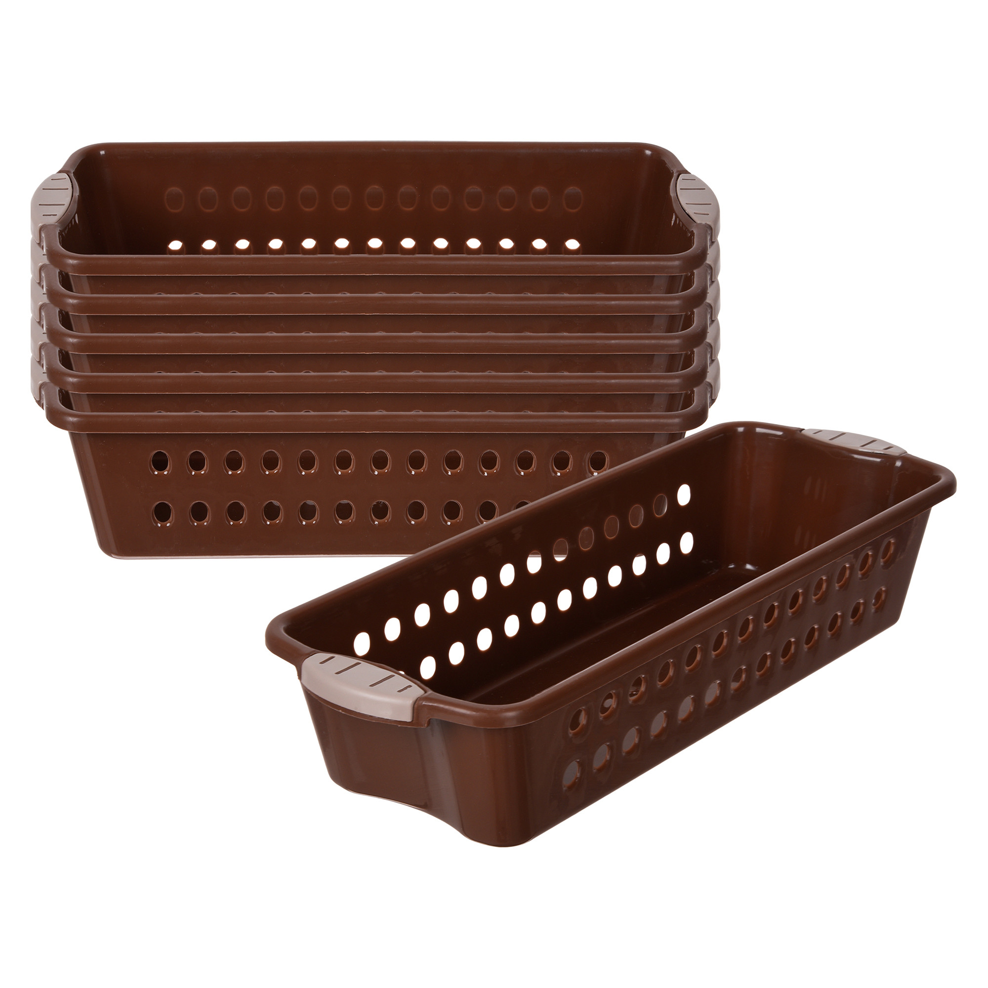 Kuber Industries Storage Basket | Storage Organizer for Kitchen-Refrigerator-Vegetables-Stationery | Multipurpose Cabinet Shelf Rack | Storage Box for Kitchen | JAWA-3 | Large | Brown