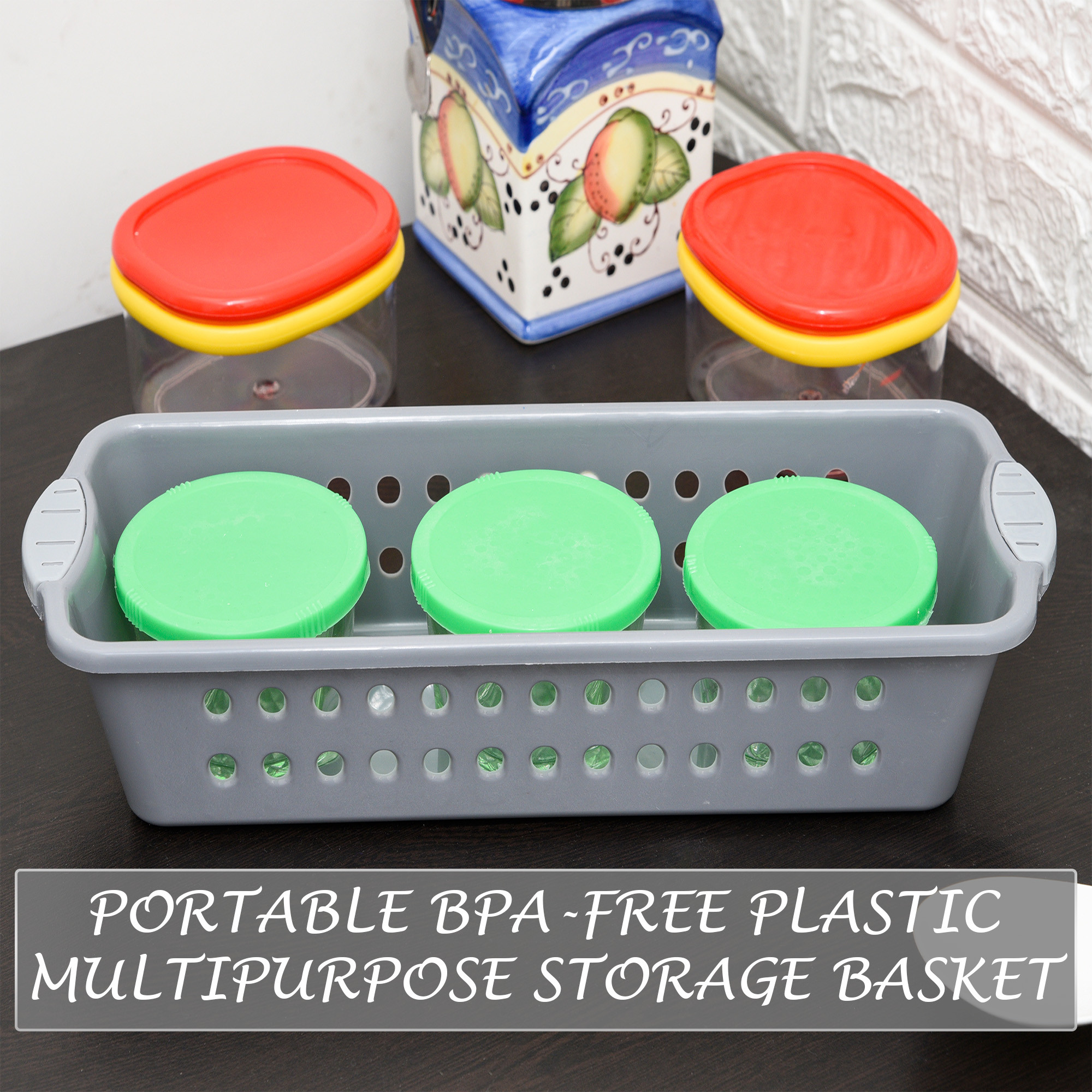 Kuber Industries Storage Basket | Storage Organizer for Kitchen-Refrigerator-Vegetables-Stationery | Multipurpose Cabinet Shelf Rack | Storage Box for Kitchen | S-M-L | Gray
