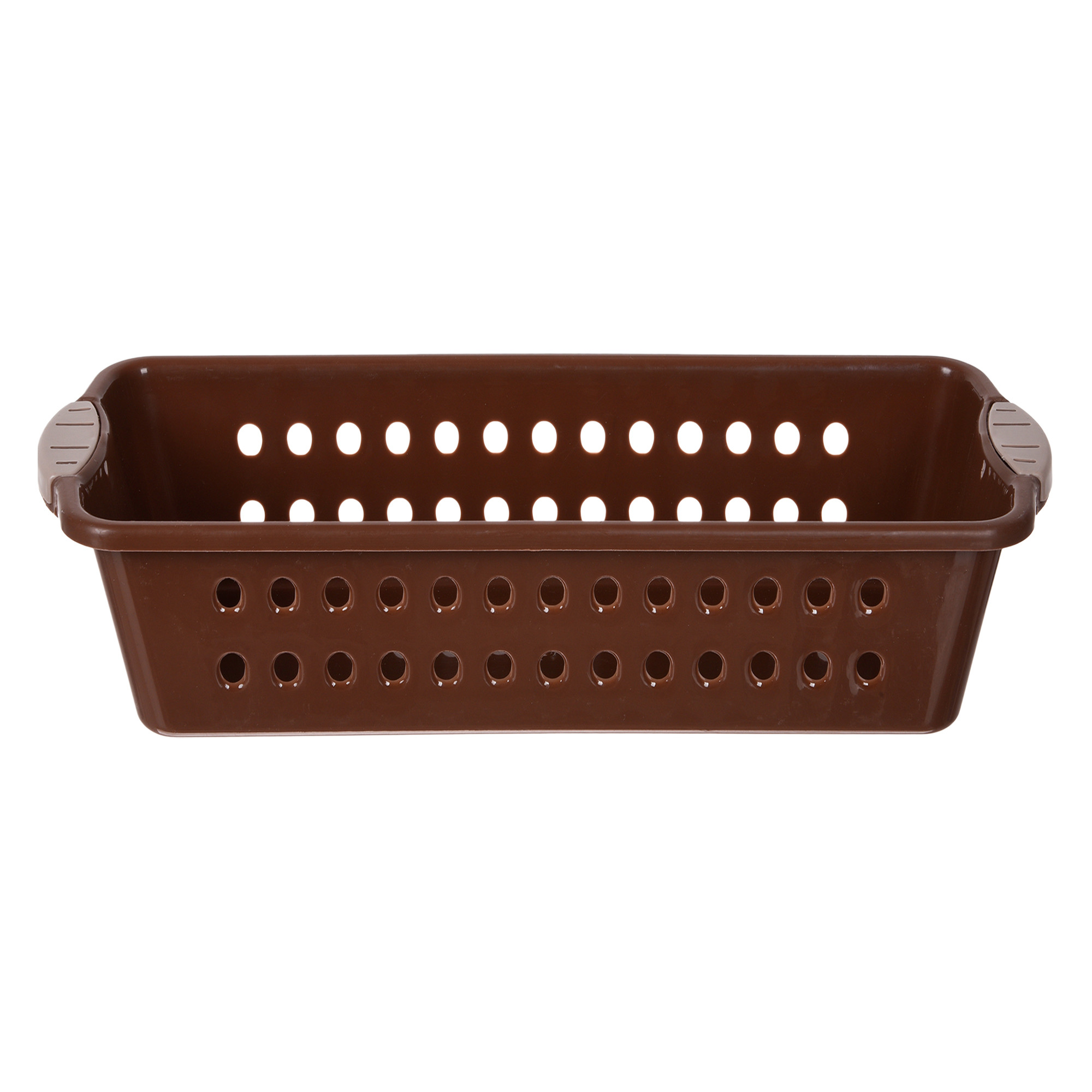 Kuber Industries Storage Basket | Storage Organizer for Refrigerator-Vegetables-Stationery | Multipurpose Cabinet Shelf Rack | Storage Box for Kitchen | JAWA-2 | Medium | Peach & Brown