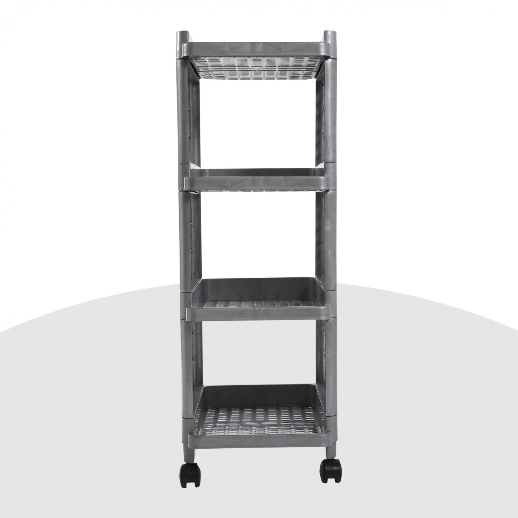 Kuber Industries Storage Rack with Wheels | 4-Shelf Storage Organizer Rack | Multipurpose Shelf Storage Trolley Rack for Kitchen-Home-office | Office Storage Trolley | Gray