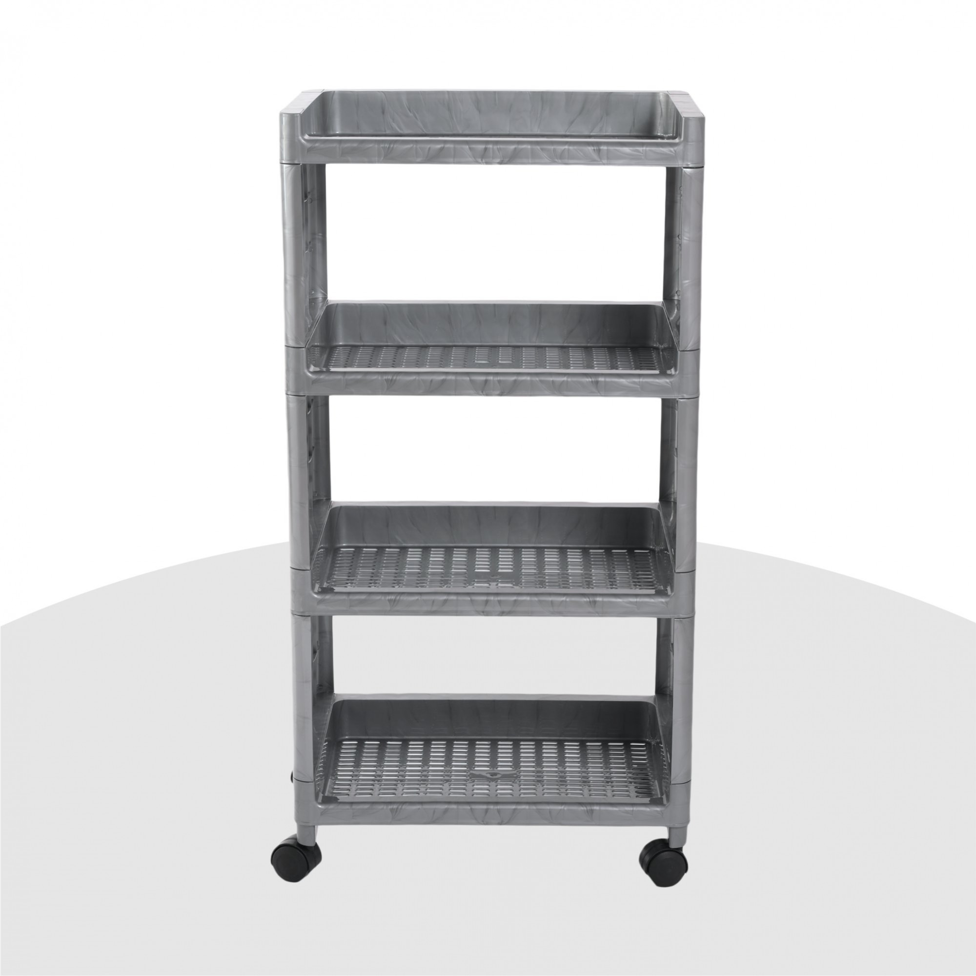 Kuber Industries Storage Rack with Wheels | 4-Shelf Storage Organizer Rack | Multipurpose Storage Trolley Rack for Kitchen-Home-office | Vegetable Storage Trolley | Gray
