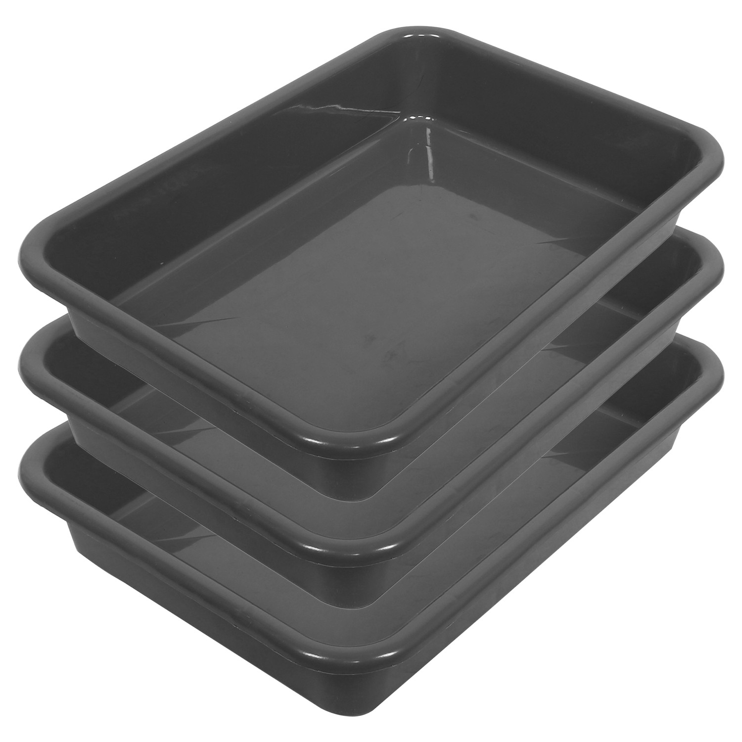Kuber Industries Storage Tray|Versatile Plastic Storage Organizer|Rectangular Tray for Kitchen Storage|Storage Tray for office|Exel Tray 555 (Gray)