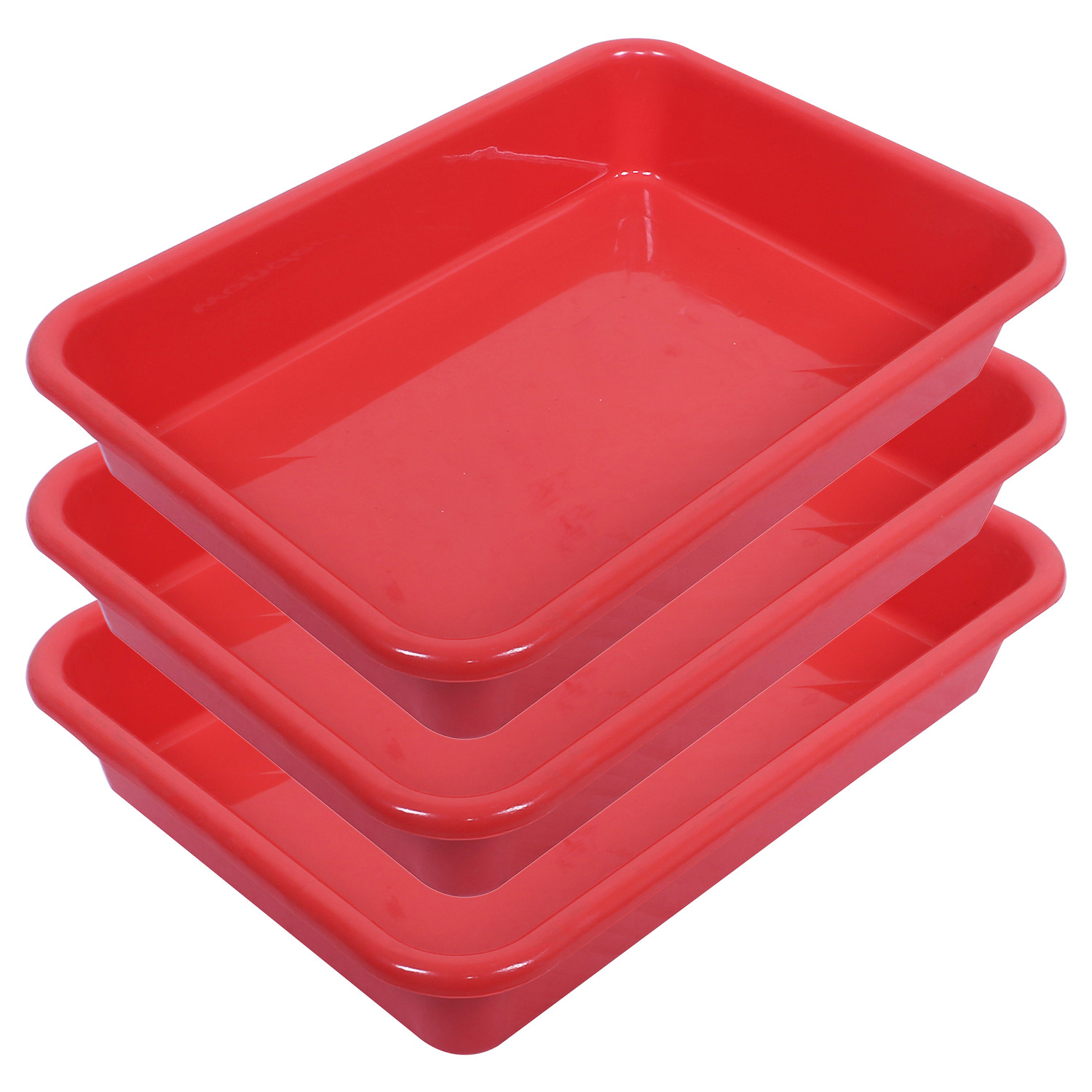Kuber Industries Storage Tray|Versatile Plastic Storage Organizer|Rectangular Tray for Kitchen Storage|Storage Tray for office|Exel Tray 555 (Red)