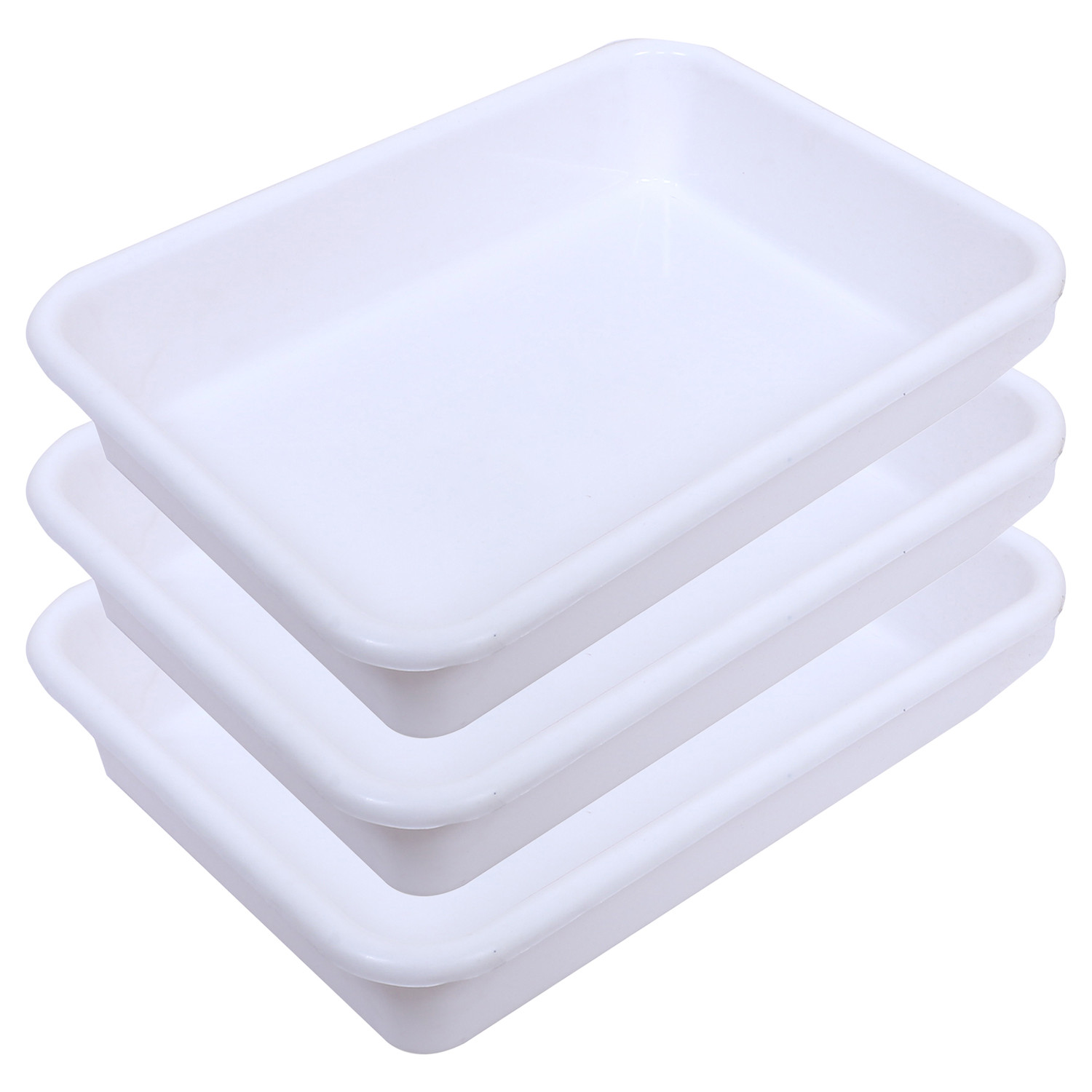 Kuber Industries Storage Tray|Versatile Plastic Storage Organizer|Rectangular Tray for Kitchen Storage|Storage Tray for office|Exel Tray 555 (White)
