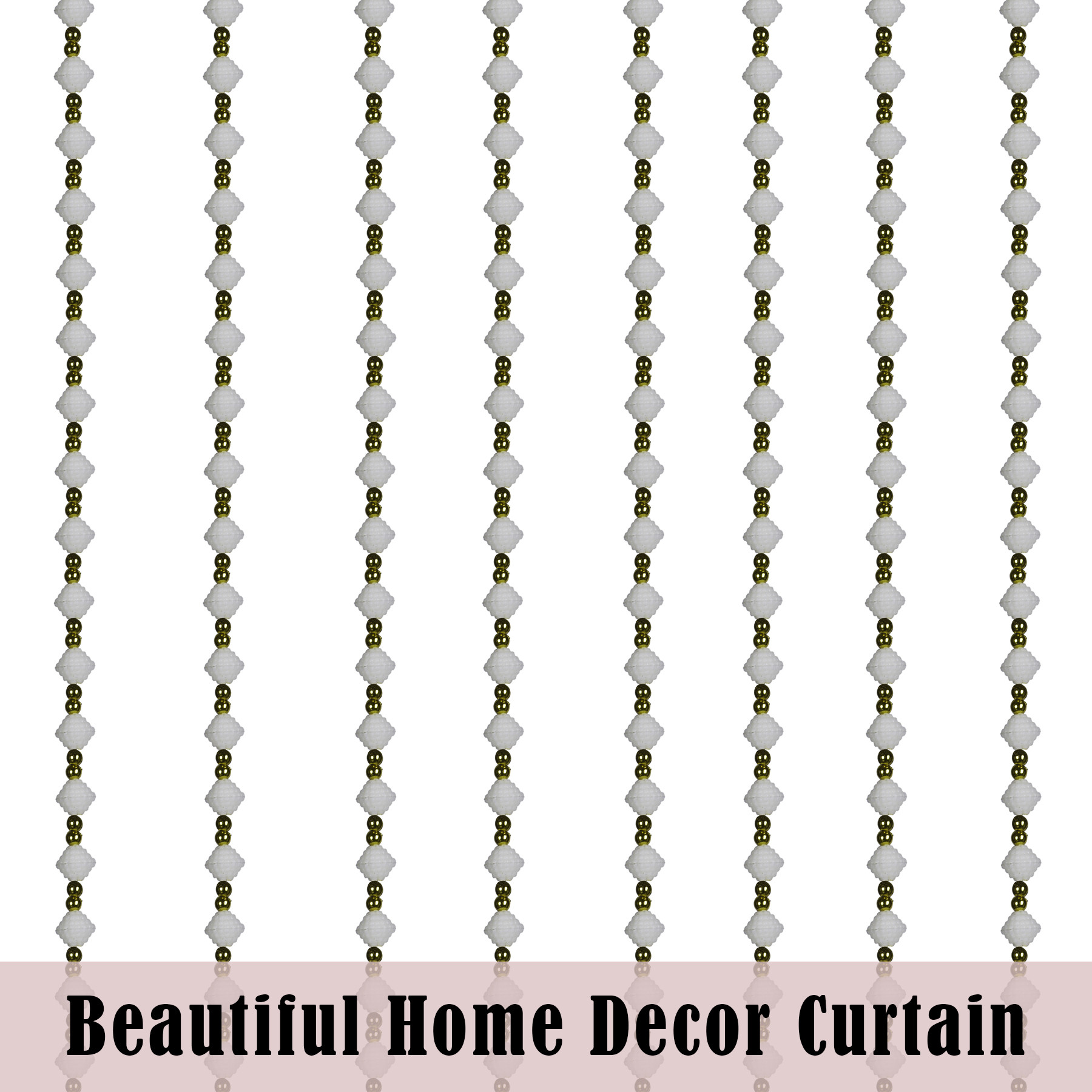 Kuber Industries String Curtain | Fancy Sparkling Door Curtains for Home Décor | Pooja Room String Curtains | String Beads Sheer Curtains | Angura Beads Curtain | 4x7 Feet | White