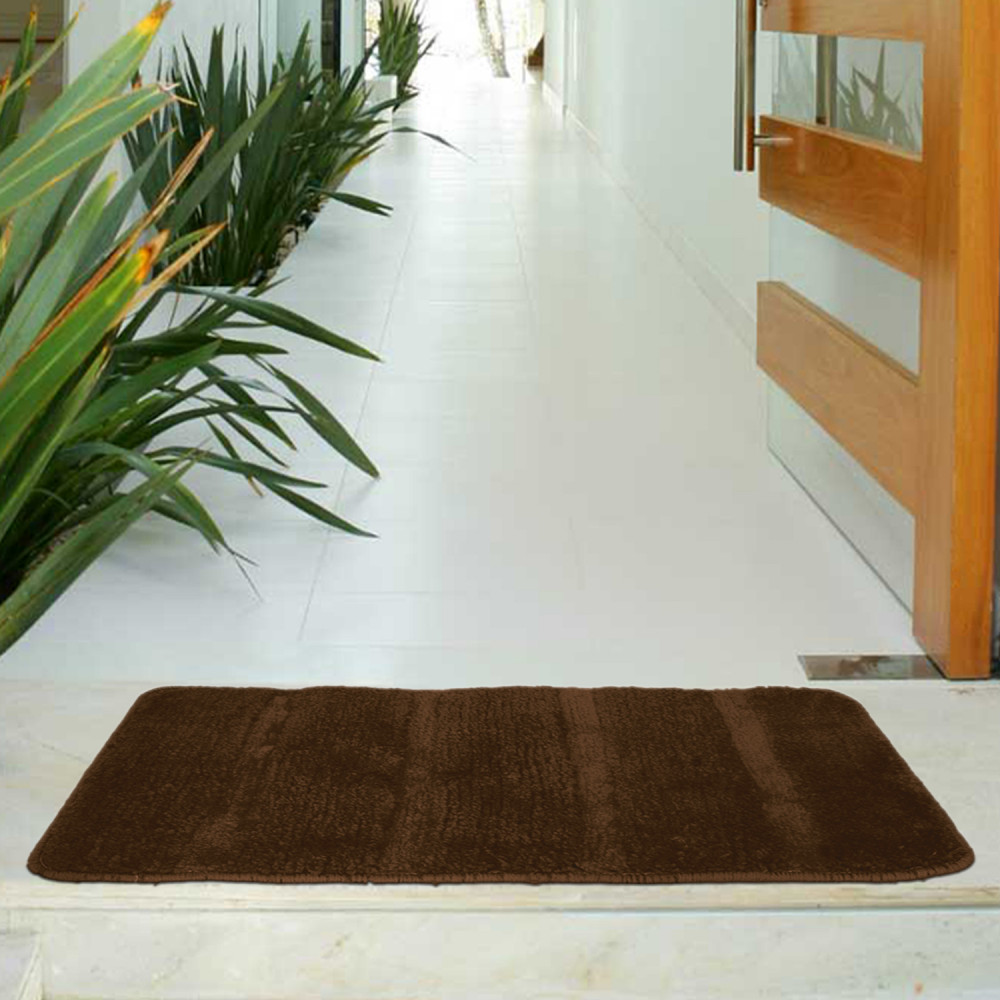 Kuber Industries Strips Design Cotton Door Mat For Porch/Kitchen/Bathroom/Laundry Room, 24&quot;x16&quot; (Brown)