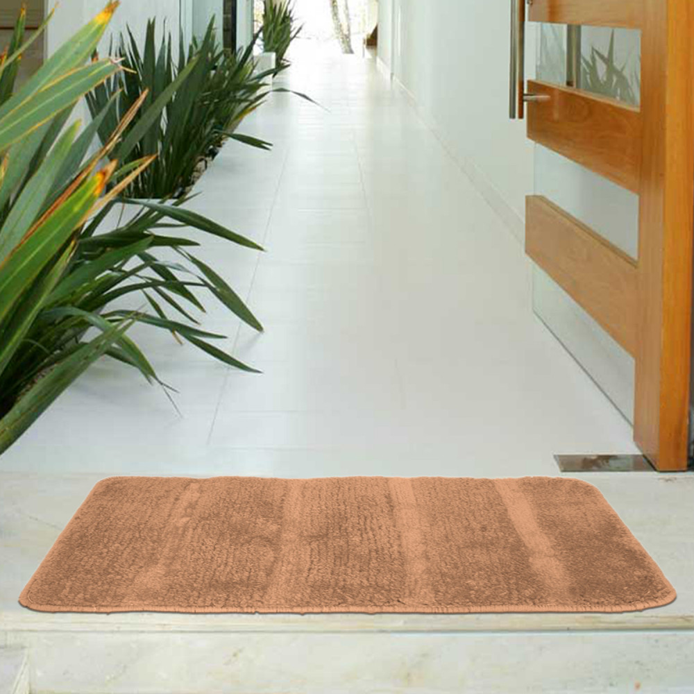 Kuber Industries Strips Design Cotton Door Mat For Porch/Kitchen/Bathroom/Laundry Room, 24&quot;x16&quot; (Camel Brown)