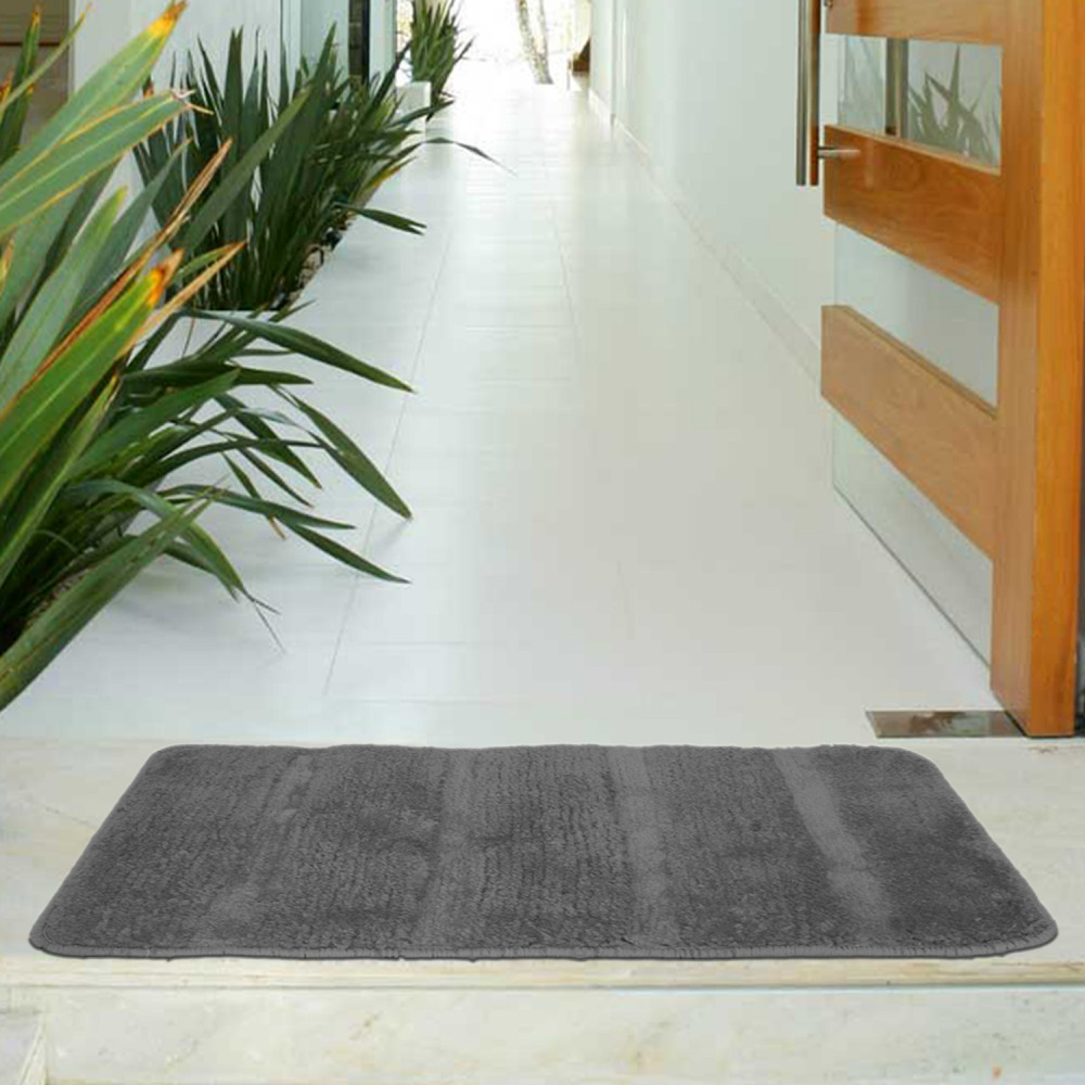 Kuber Industries Strips Design Cotton Door Mat For Porch/Kitchen/Bathroom/Laundry Room, 24&quot;x16&quot; (Grey)