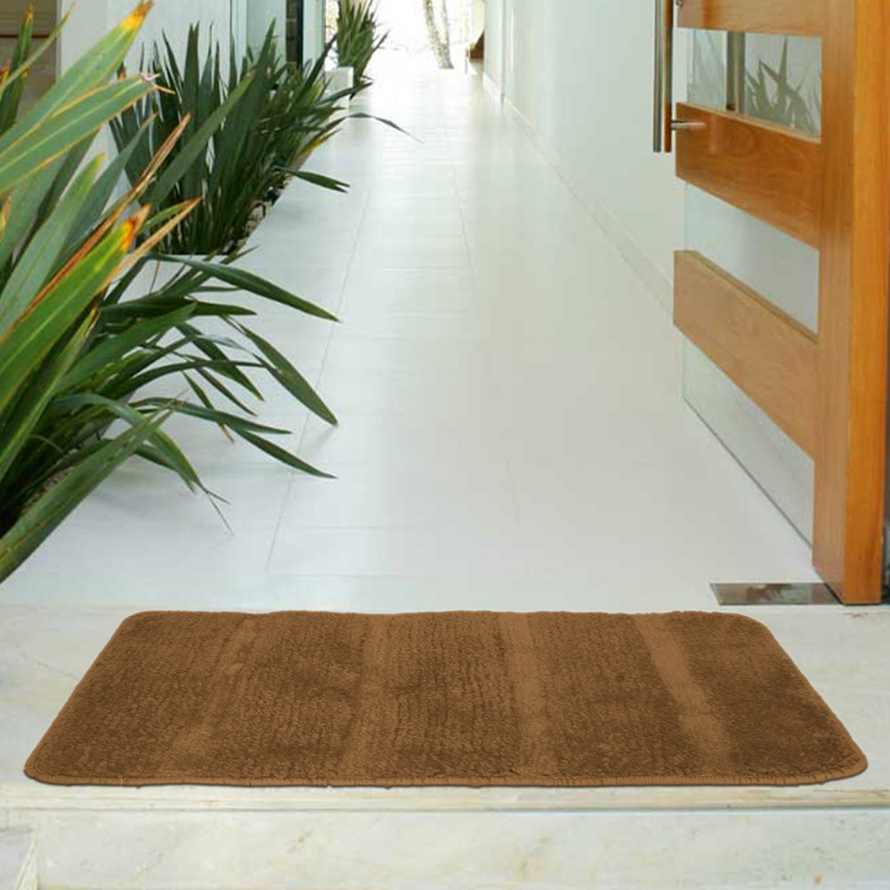 Kuber Industries Strips Design Cotton Door Mat For Porch/Kitchen/Bathroom/Laundry Room, 24&quot;x16&quot; (Light Brown)
