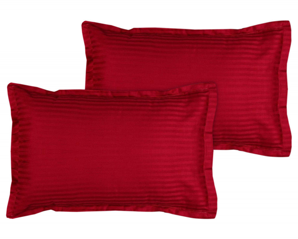 Kuber Industries Strips Print Breathable &amp; Soft Cotton Pillow Cover For Sofa Couch Bed(Red) 54KM4125