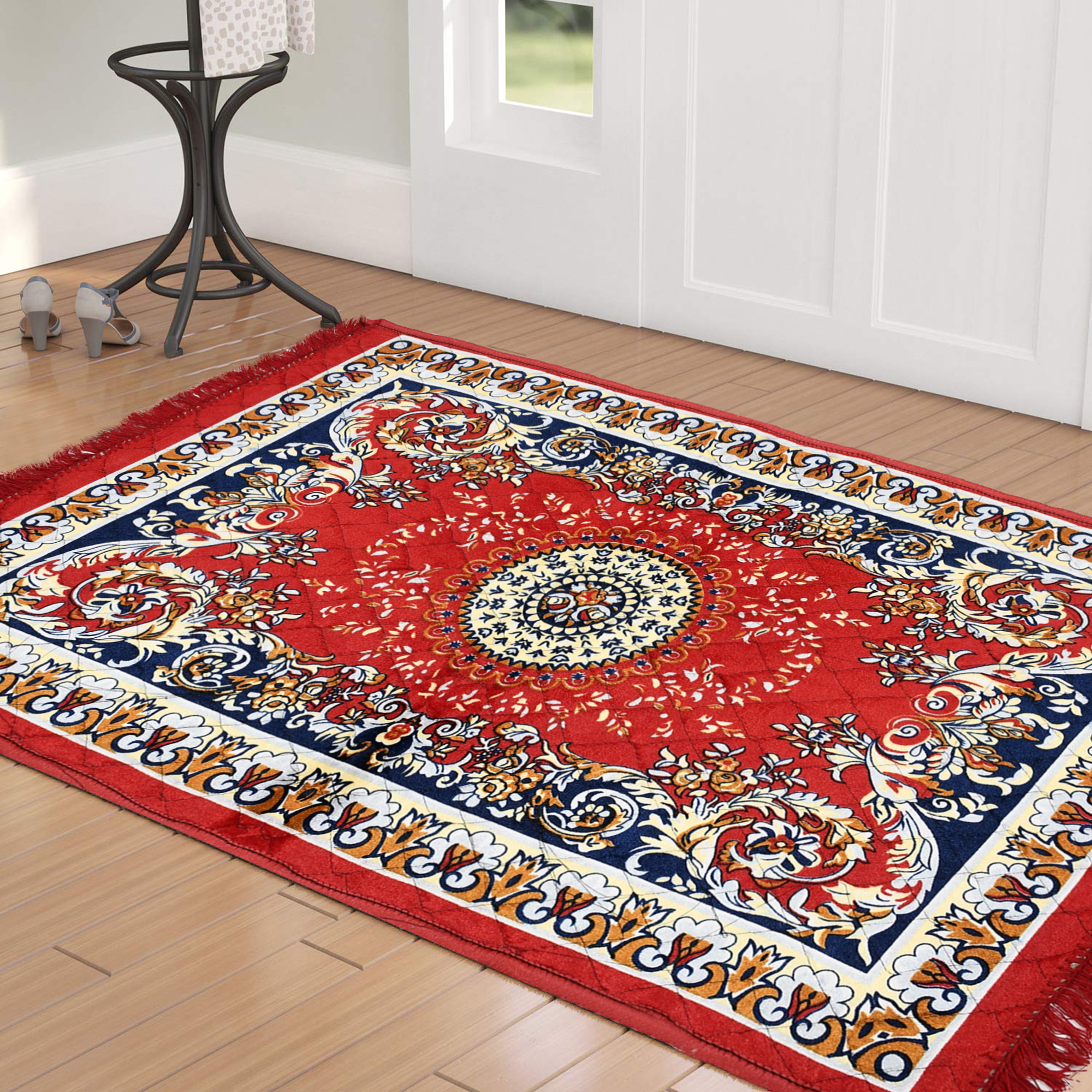Kuber Industries Super Soft Area Rugs Silky Smooth Bedroom Mats for Living Room Kids Room Baby Room Dormitory Home Decor Carpet-4 x 2 Feet (Red)