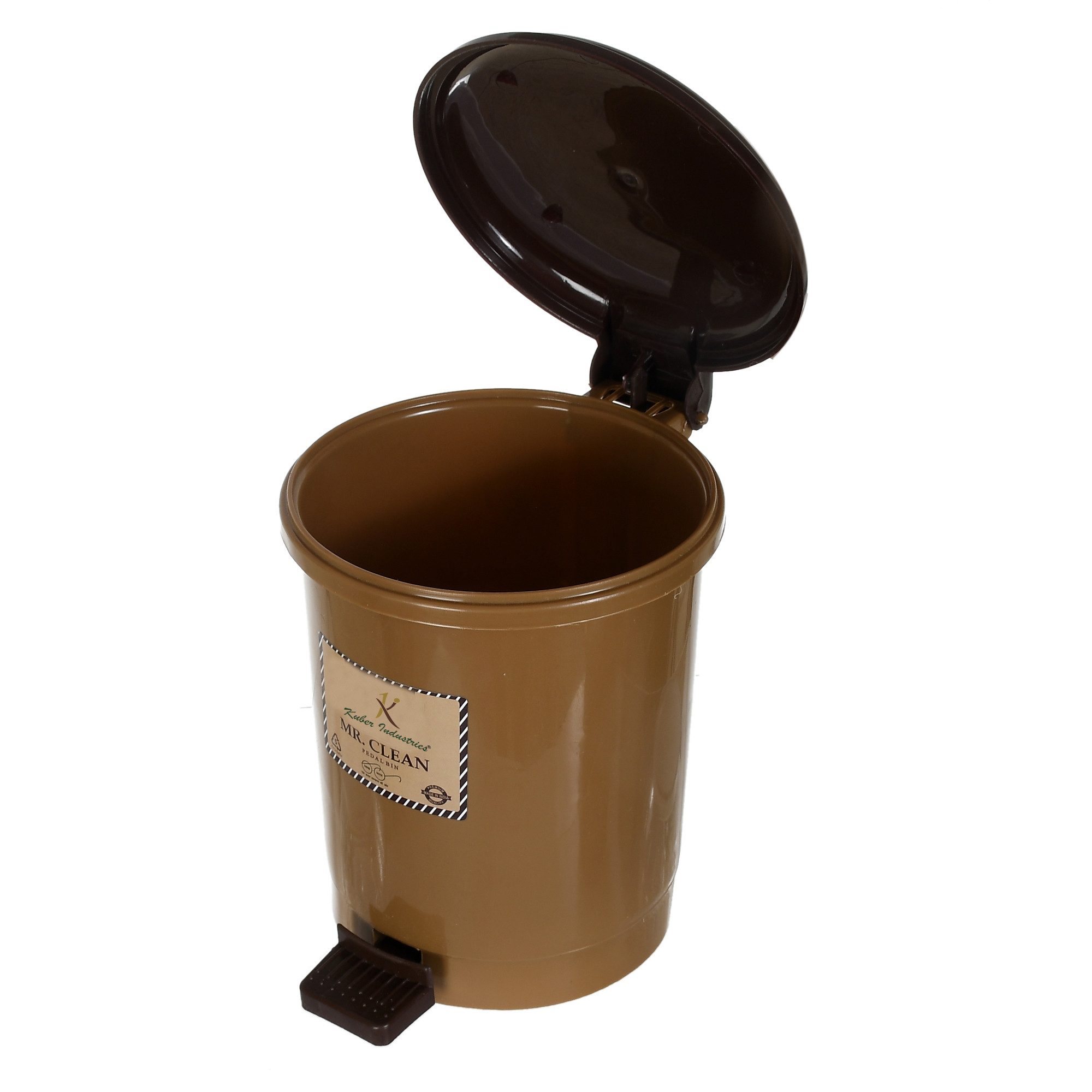 Kuber Industries Tiny Countertop Trash Bin, Mini Desktop Garbage Bin with Padal (Coffee)