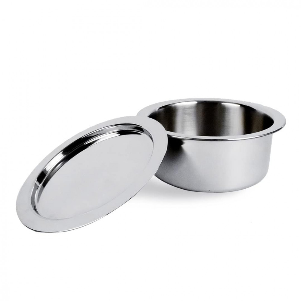 Kuber Industries Tope With Lid | Hard Anodized Patila | Triply Non-Stick Tope | Heat Surround Cooking | Stove &amp; Induction Cookware | Extra Deep Tope | 1.5 Ltr | Silver
