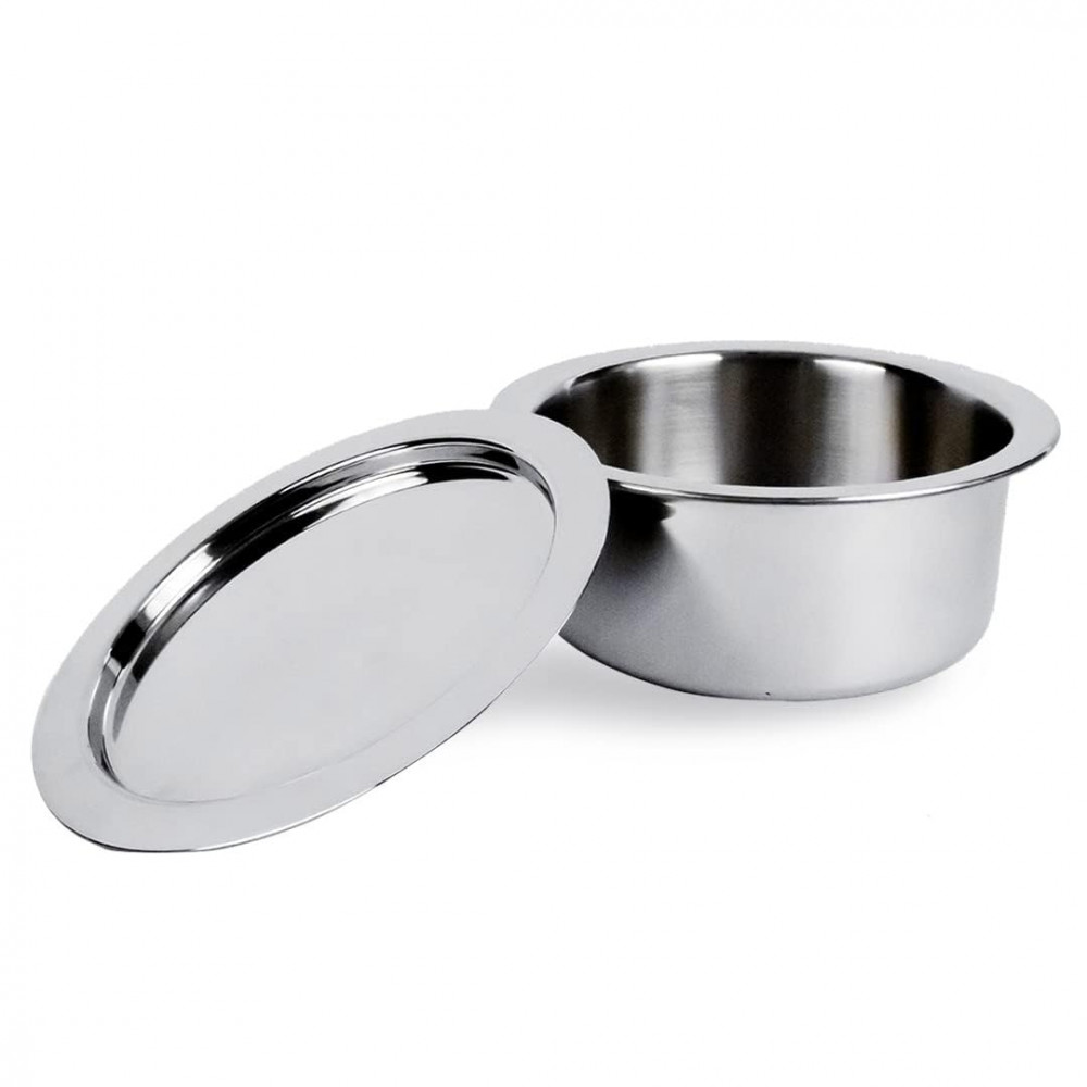 Kuber Industries Tope With Lid | Hard Anodized Patila | Triply Non-Stick Tope | Heat Surround Cooking | Stove &amp; Induction Cookware | Extra Deep Tope | 2.1 Ltr | Silver