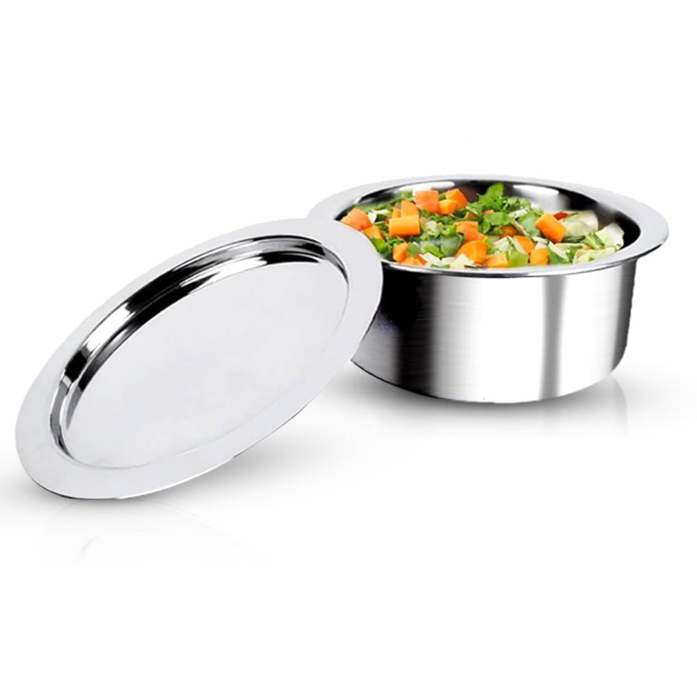 Kuber Industries Tope With Lid | Hard Anodized Patila | Triply Non-Stick Tope | Heat Surround Cooking | Stove &amp; Induction Cookware | Extra Deep Tope | 3 Ltr | Silver