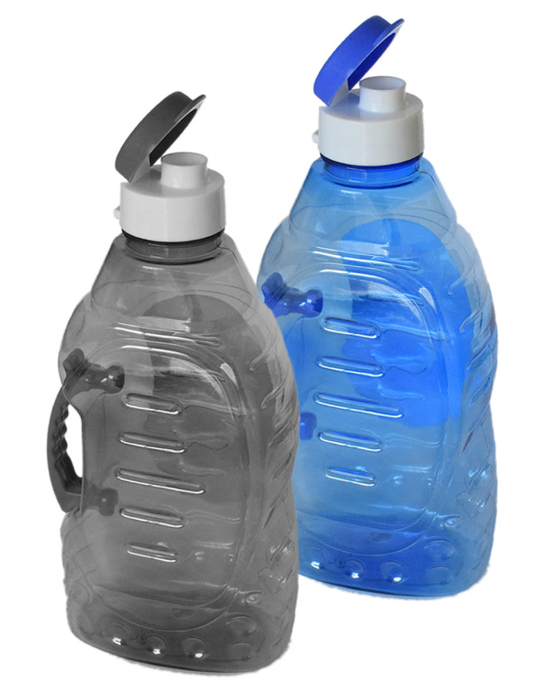 Kuber Industries Tranasparent Platic Water Bottle With Handle, 1500ml- Pack of 2 (Blue &amp; Black)