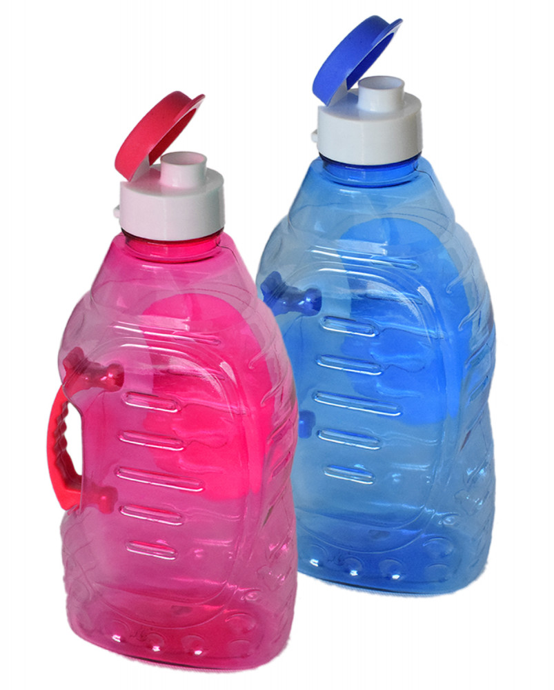 Kuber Industries Tranasparent Platic Water Bottle With Handle, 1500ml- Pack of 2 (Blue &amp; Pink)