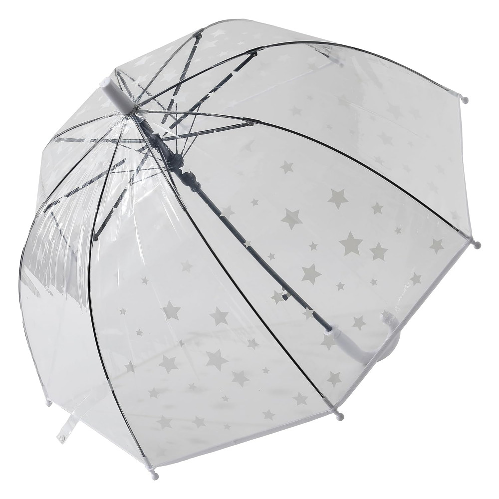 Kuber Industries Transparent Umbrella For Men &amp; Women|Automatic Umbrella For Rain (White)