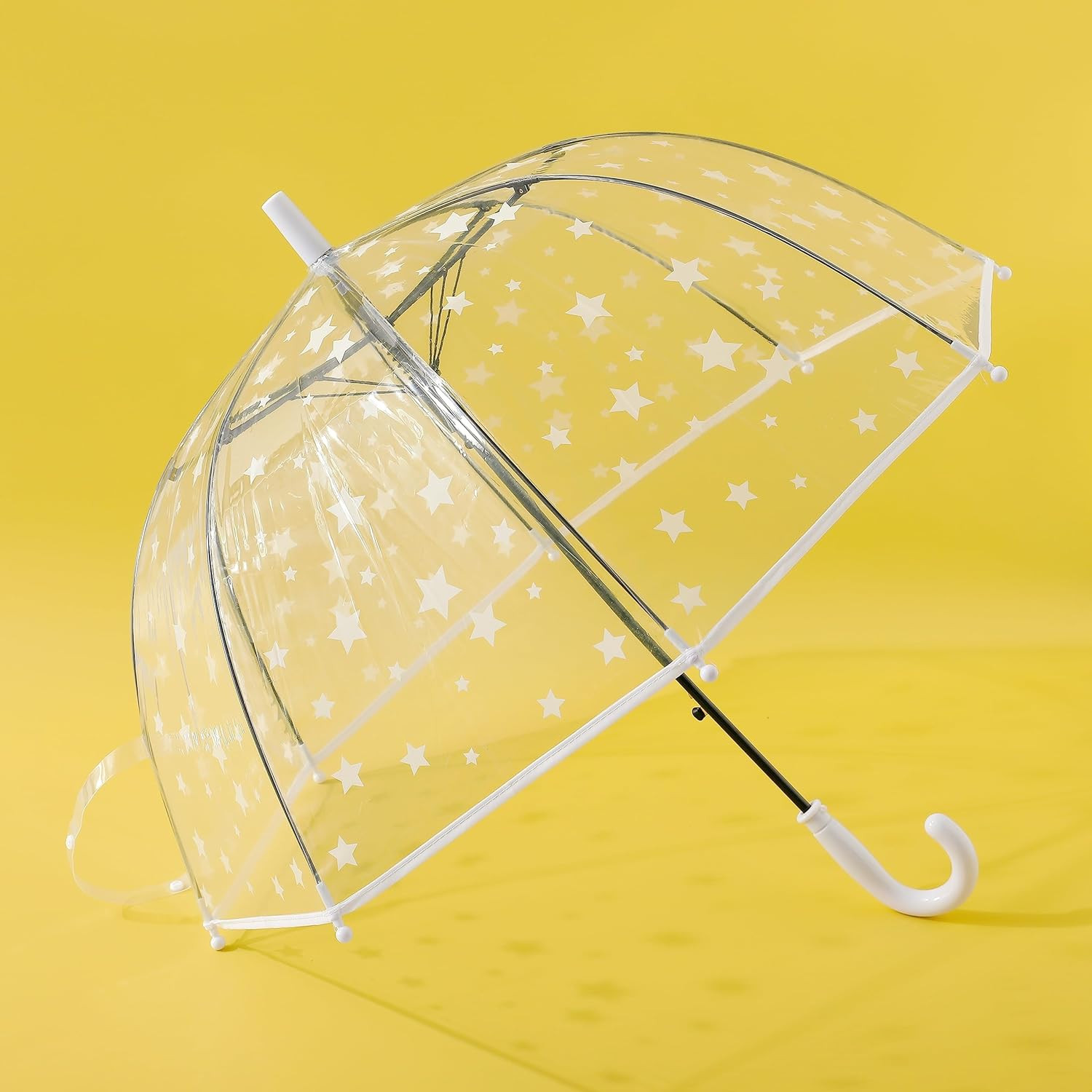 Kuber Industries Transparent Umbrella For Men & Women|Automatic Umbrella For Rain (White)