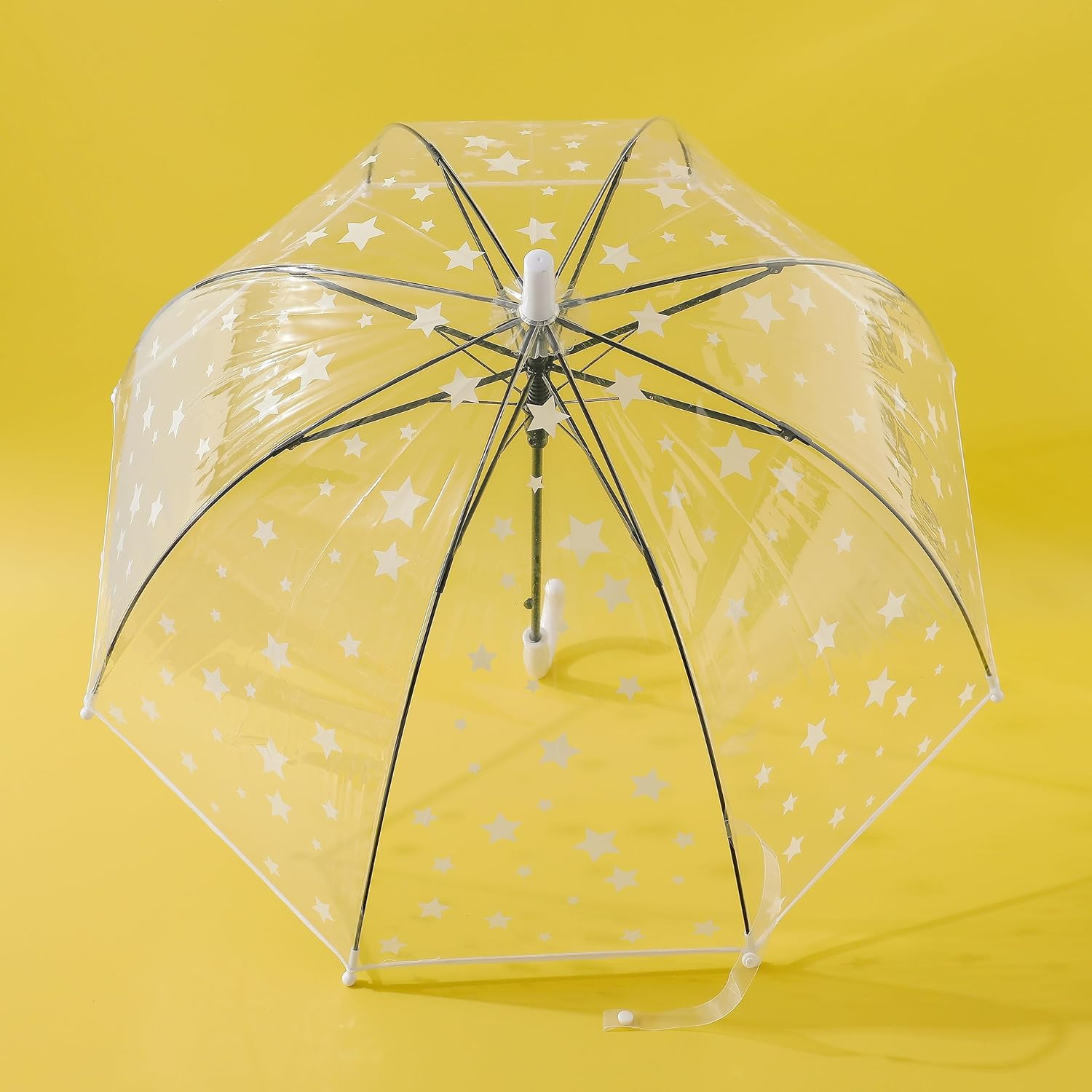 Kuber Industries Transparent Umbrella For Men & Women|Automatic Umbrella For Rain (White)