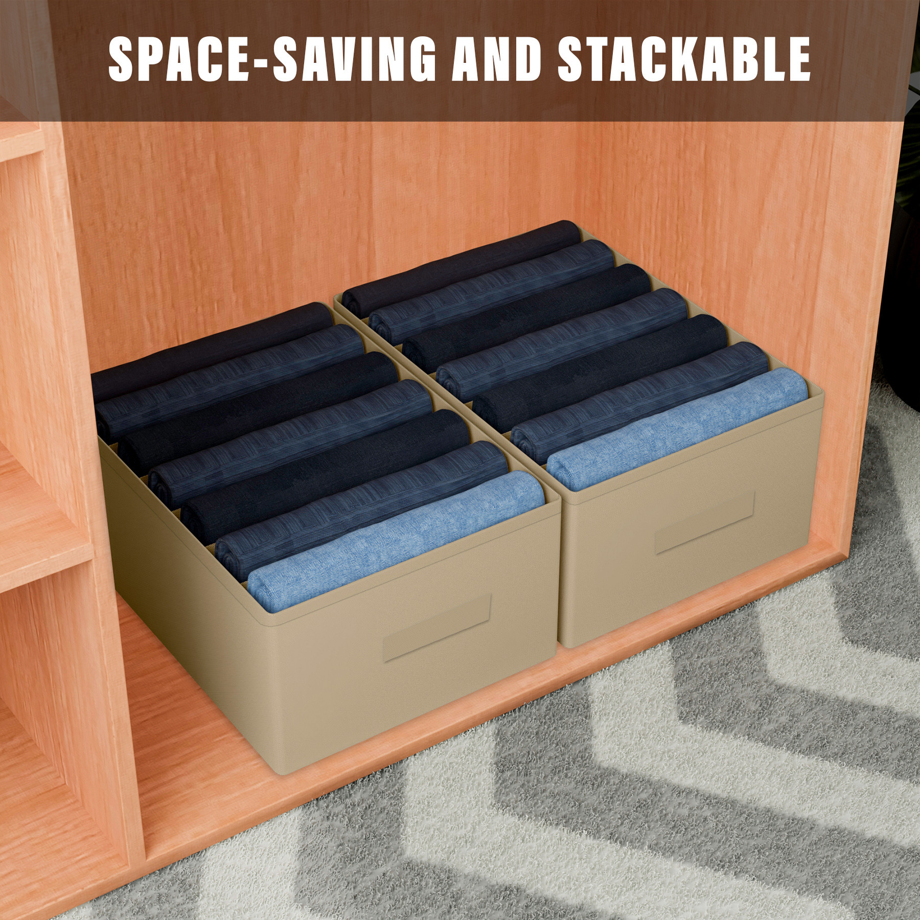 Kuber Industries Trouser Box | Wardrobe Organizer | Clothes Organizer | Storage Box for Pants-Shirt-Sweaters-Bra Panty-Socks | 7-Grid Closet Organizer | Plain | Medium | Brown