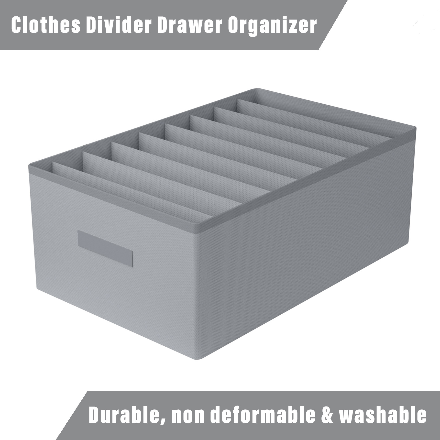 Kuber Industries Trouser Box | Wardrobe Organizer | Clothes Organizer | Storage Box for Pants-Shirt-Sweaters-Bra Panty-Socks | 9-Grid Closet Organizer | Plain | Large | Gray