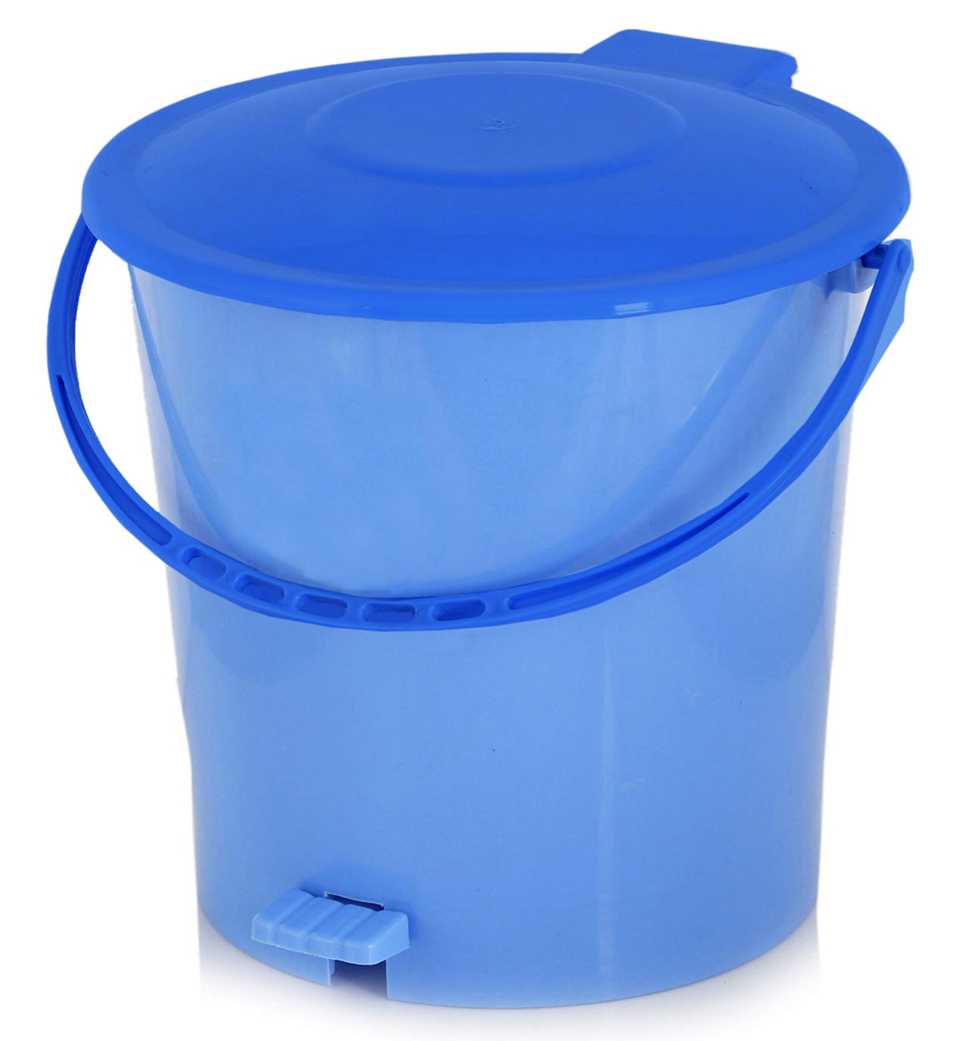 Kuber Industries Ultra Plastic Garbage Waste Pedal Dustbin for Home, Office with Handle, 5 Liters (Blue & Cream)-KUBMART3058