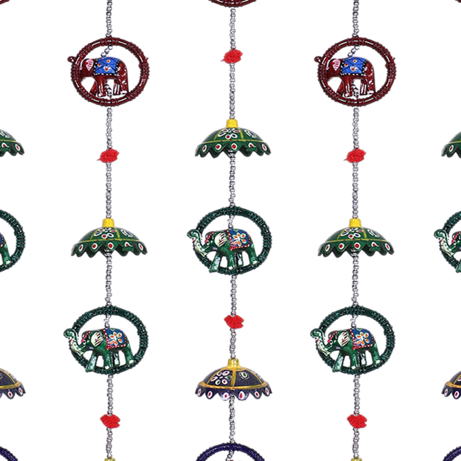 Kuber Industries Umbrella Shape Door Hanging Windchimes Pairs |3 Paper Mache & 3 Elephants For Home Decoration (Multicolor)