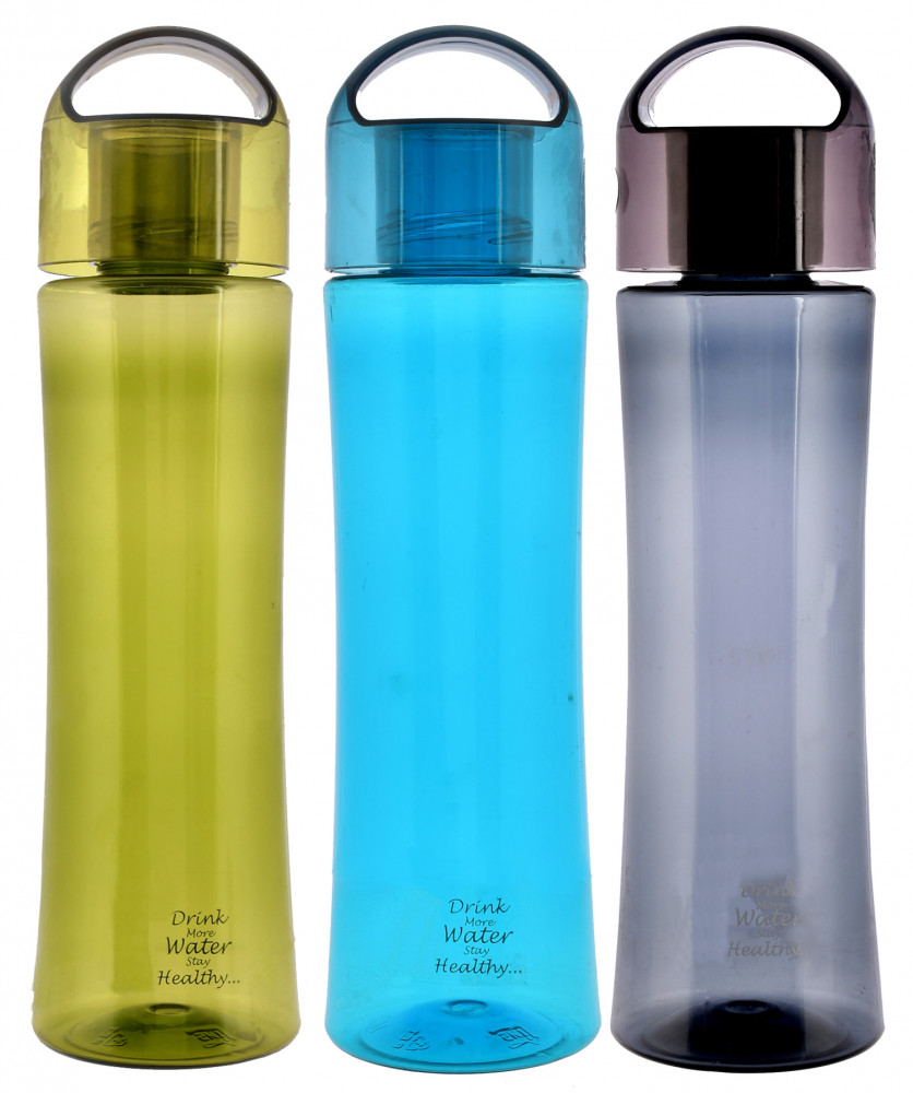 Kuber Industries Unbreakable BPA &amp; Leak Free Plastic Water Bottle- 1 Litre, Pack of 3 (Blue &amp; Green &amp; Grey)