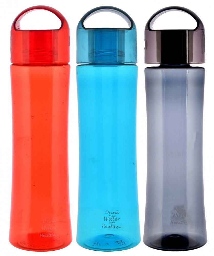 Kuber Industries Unbreakable BPA &amp; Leak Free Plastic Water Bottle- 1 Litre, Pack of 3 (Red &amp; Blue &amp; Grey)
