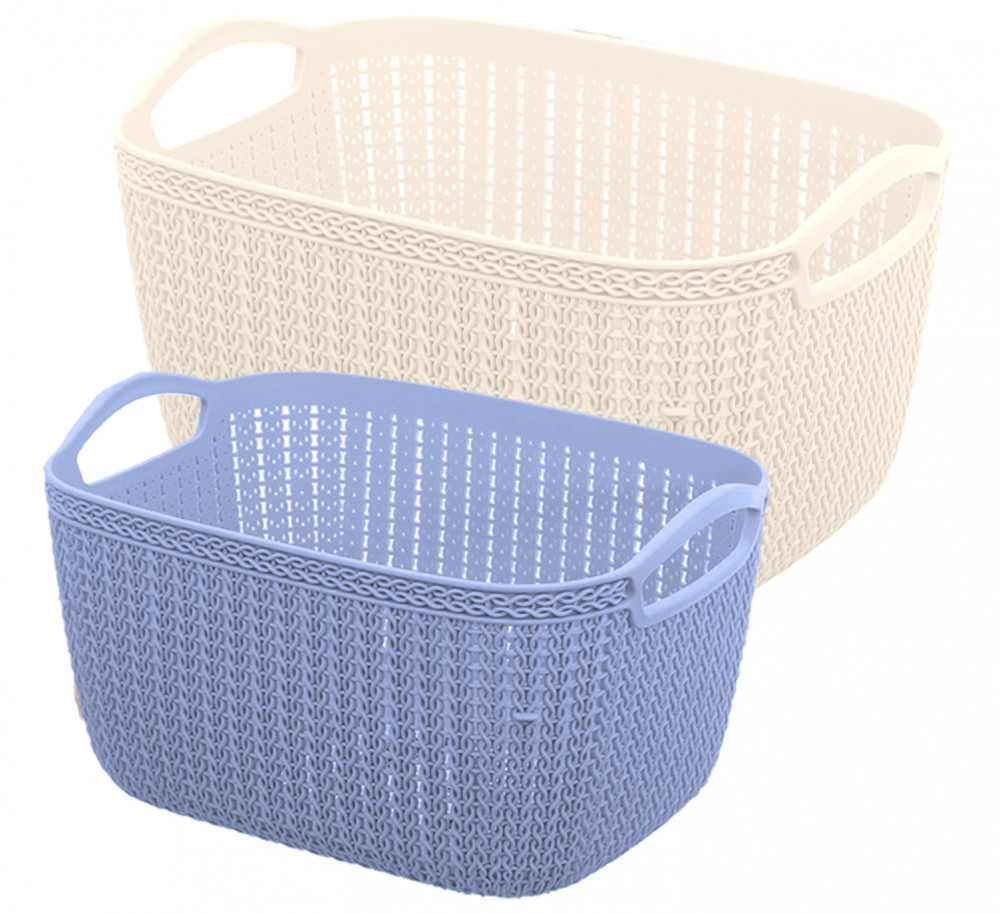 Kuber Industries Unbreakable Plastic Multipurpose Large And Medium Size Flexible Storage Baskets / Fruit Vegetable Bathroom Stationary Home Basket with Handles (Cream &amp; Grey) -CTKTC39360