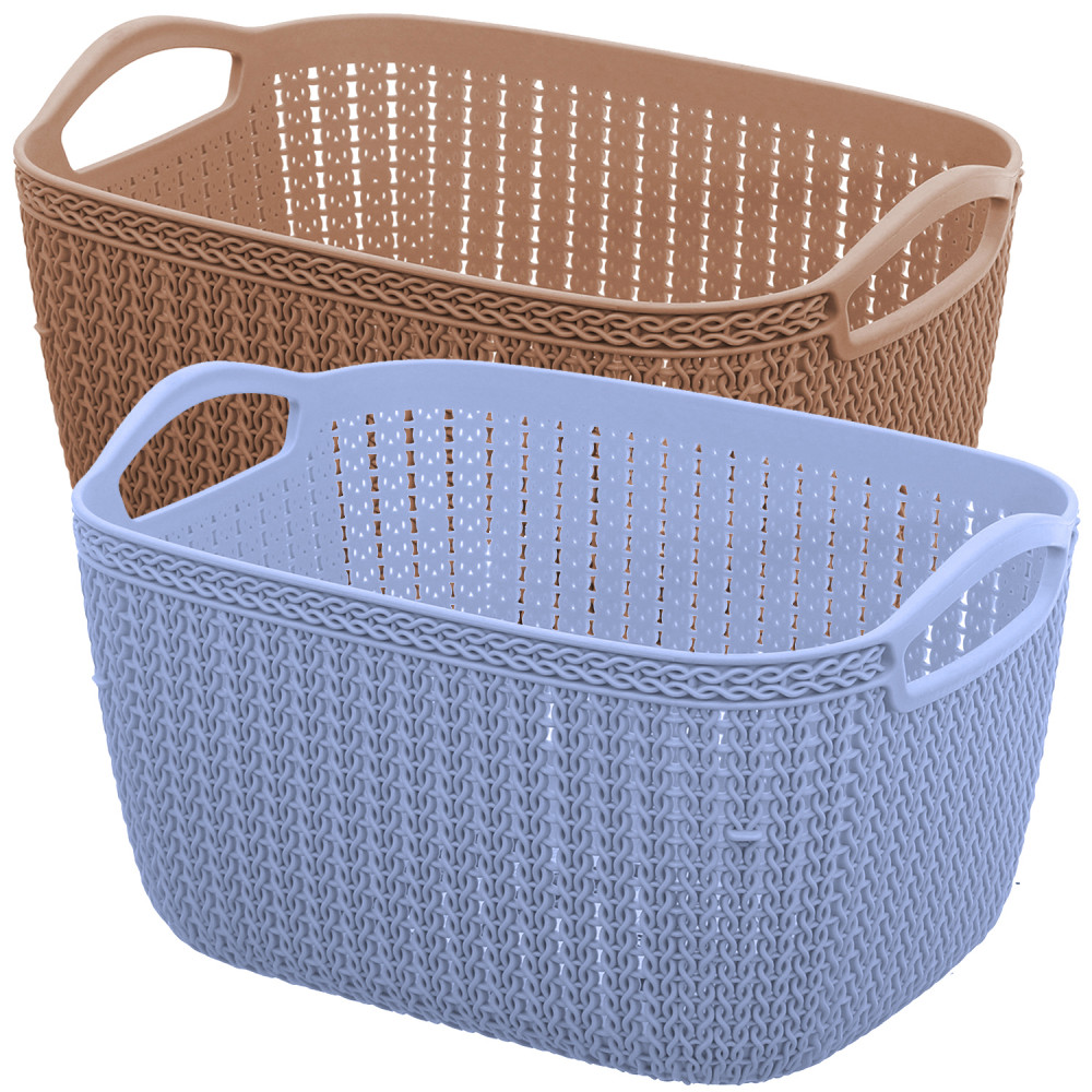 Kuber Industries Unbreakable Plastic Multipurpose Large Size Flexible Storage Baskets / Fruit Vegetable Bathroom Stationary Home Basket with Handles (Brown &amp; Grey) -CTKTC37849