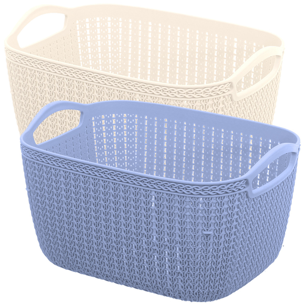 Kuber Industries Unbreakable Plastic Multipurpose Large Size Flexible Storage Baskets / Fruit Vegetable Bathroom Stationary Home Basket with Handles (Cream &amp; Grey) -CTKTC37851