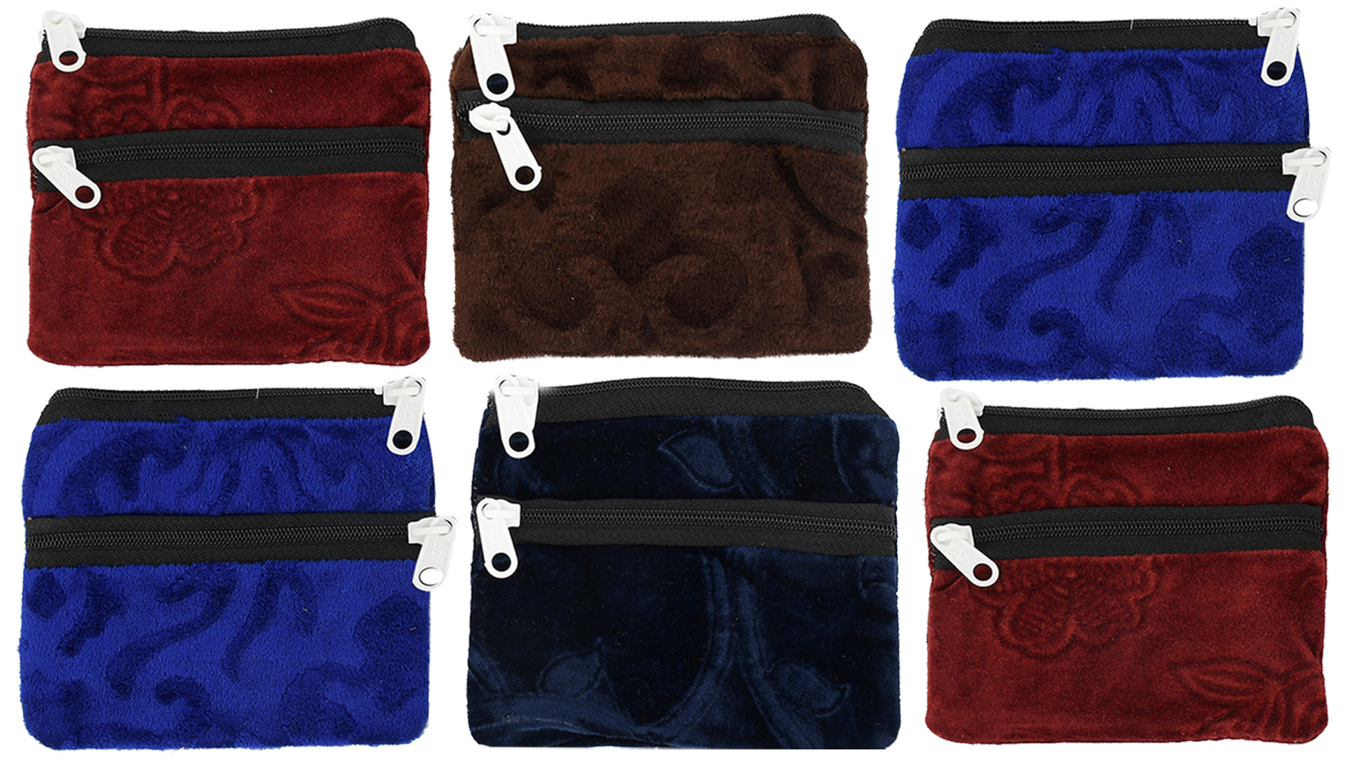 Kuber Industries Velvet Women Cloth Handy Purse/Coin Pouch/batwa/Wallet With Two Zipper (Multi) -CTKTC39153