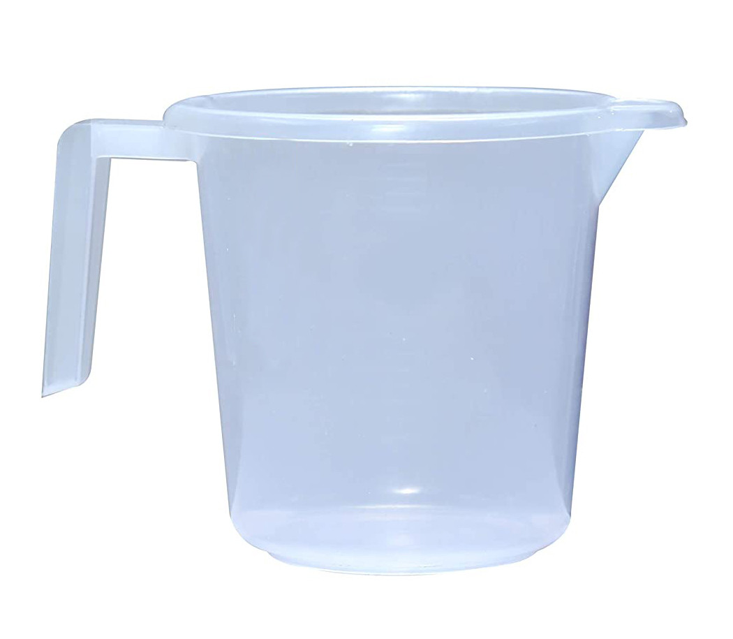 Kuber Industries Virgin Plastic Transparent Bathroom Mug with Measurement,1100 ml (White)