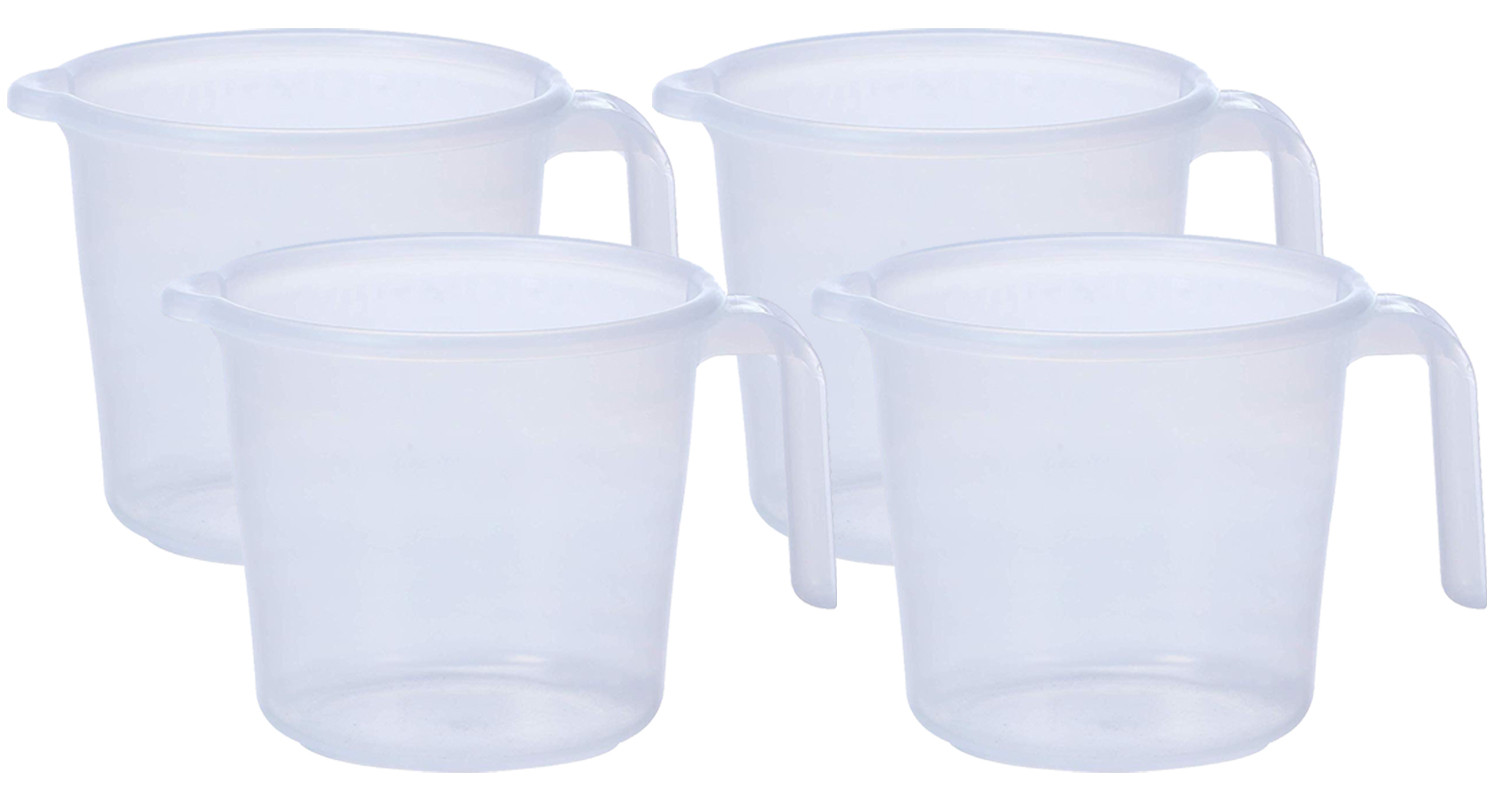 Kuber Industries Virgin Plastic Transparent Bathroom Mug with Measurement,1100 ml (White)