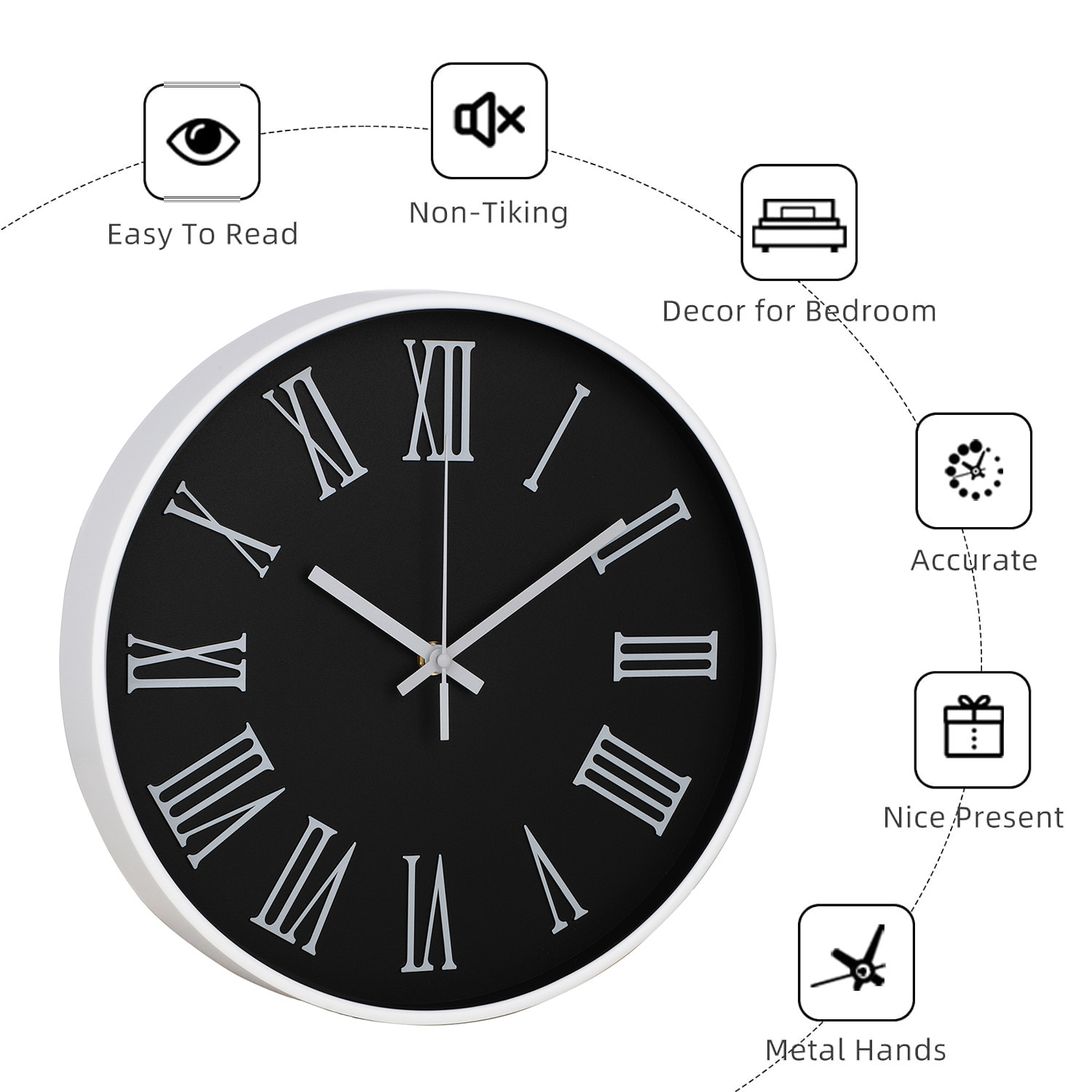 Kuber Industries Wall Clock | Fancy Watch Wall Clocks | Office Wall Clock | Clock for Living Room | Clock for Bedroom | Clock for Hall | Machinery-Quartz | 12 Inch | F-Black & White