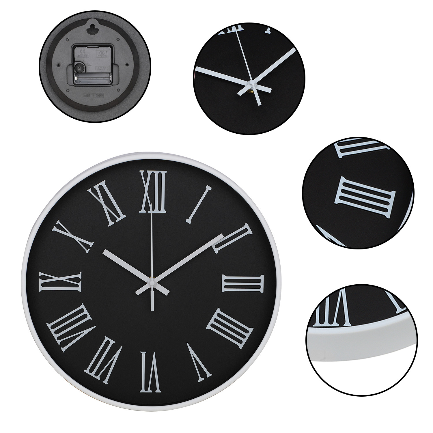Kuber Industries Wall Clock | Fancy Watch Wall Clocks | Office Wall Clock | Clock for Living Room | Clock for Bedroom | Clock for Hall | Machinery-Quartz | 12 Inch | F-Black & White