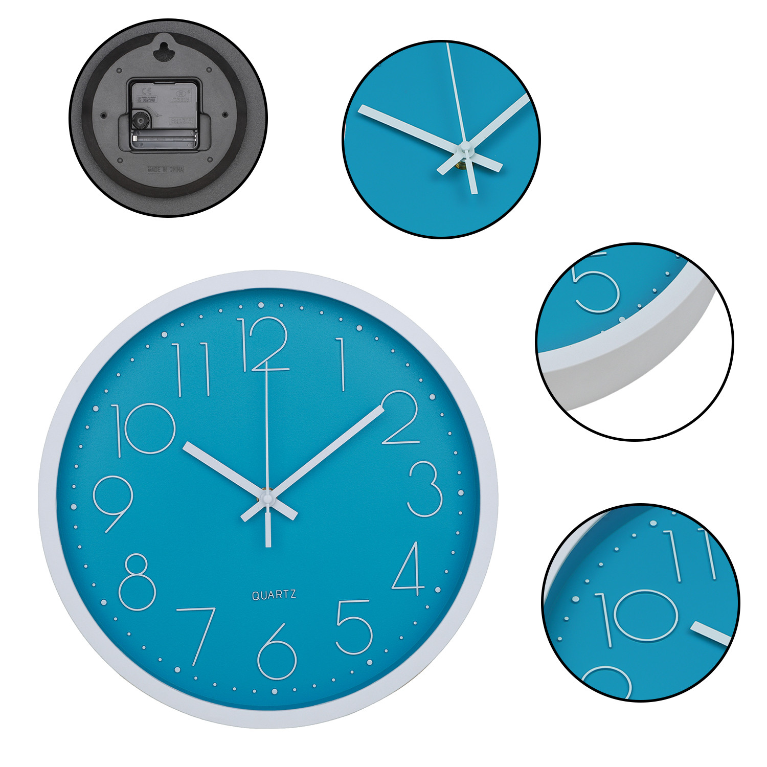 Kuber Industries Wall Clock | Fancy Watch Wall Clocks | Office Wall Clock | Clock for Living Room | Clock for Bedroom | Clock for Hall | Machinery-Quartz | 12 Inch | 2019-Sky Blue