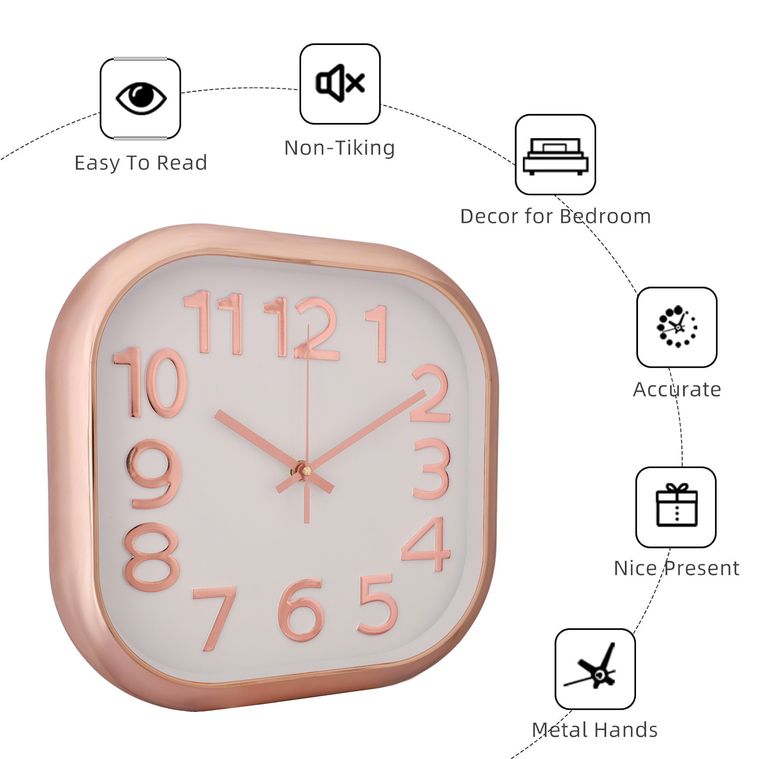 Kuber Industries Wall Clock | Fancy Watch Wall Clocks | Office Wall Clock | Clock for Living Room | Clock for Bedroom | Clock for Hall | Machinery-Quartz | 12 Inch | 2016B-Gold
