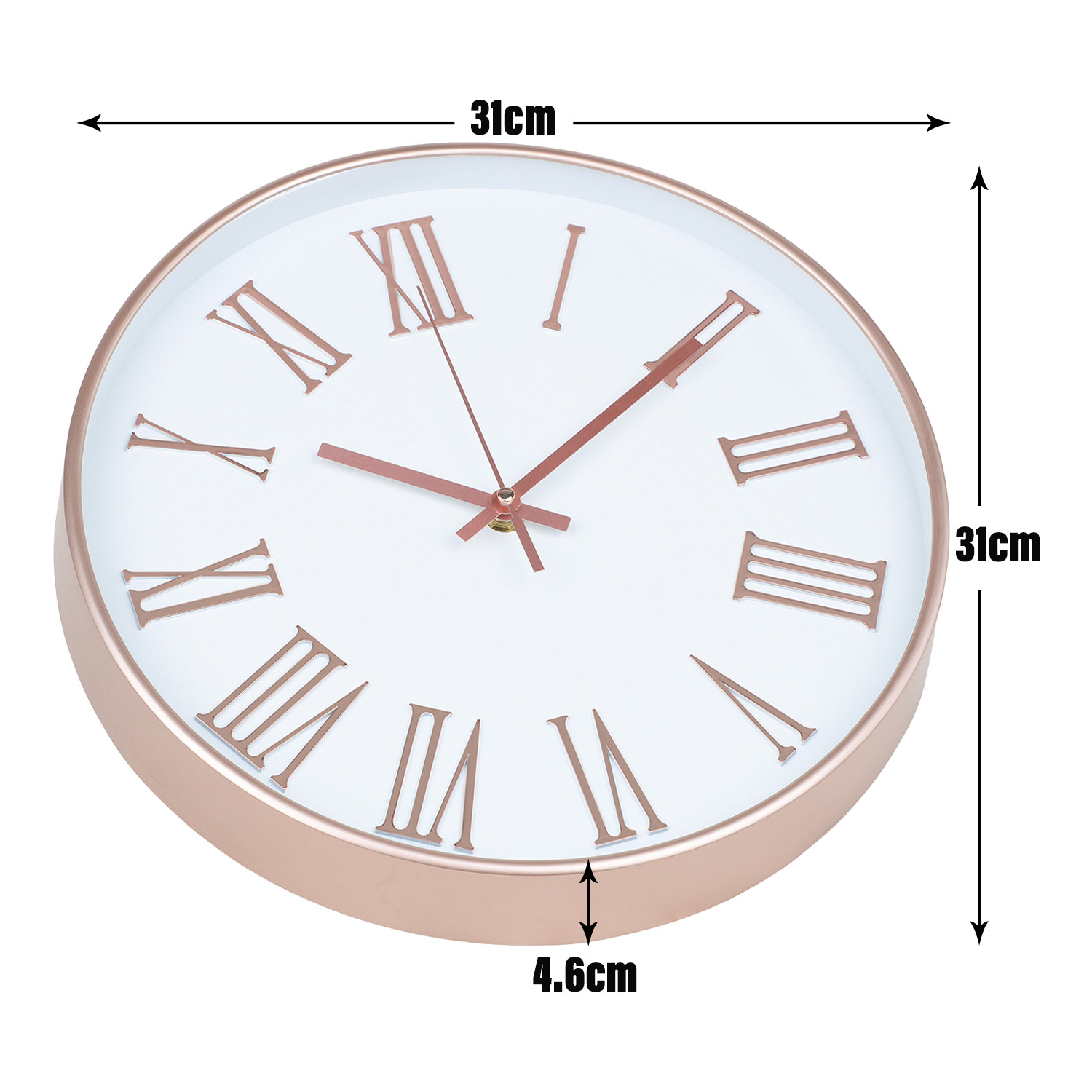 Kuber Industries Wall Clock | Fancy Watch Wall Clocks | Office Wall Clock | Clock for Living Room | Clock for Bedroom | Clock for Hall | Machinery-Quartz | 12 Inch | F-Rose Gold