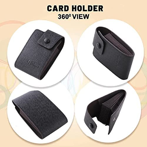 Kuber Industries Wallet for Women/Men | Card Holder for Men & Women | Leather Wallet for ID, Visiting Card, Business Card, ATM Card Holder | Slim Wallet | Button Closure, Black